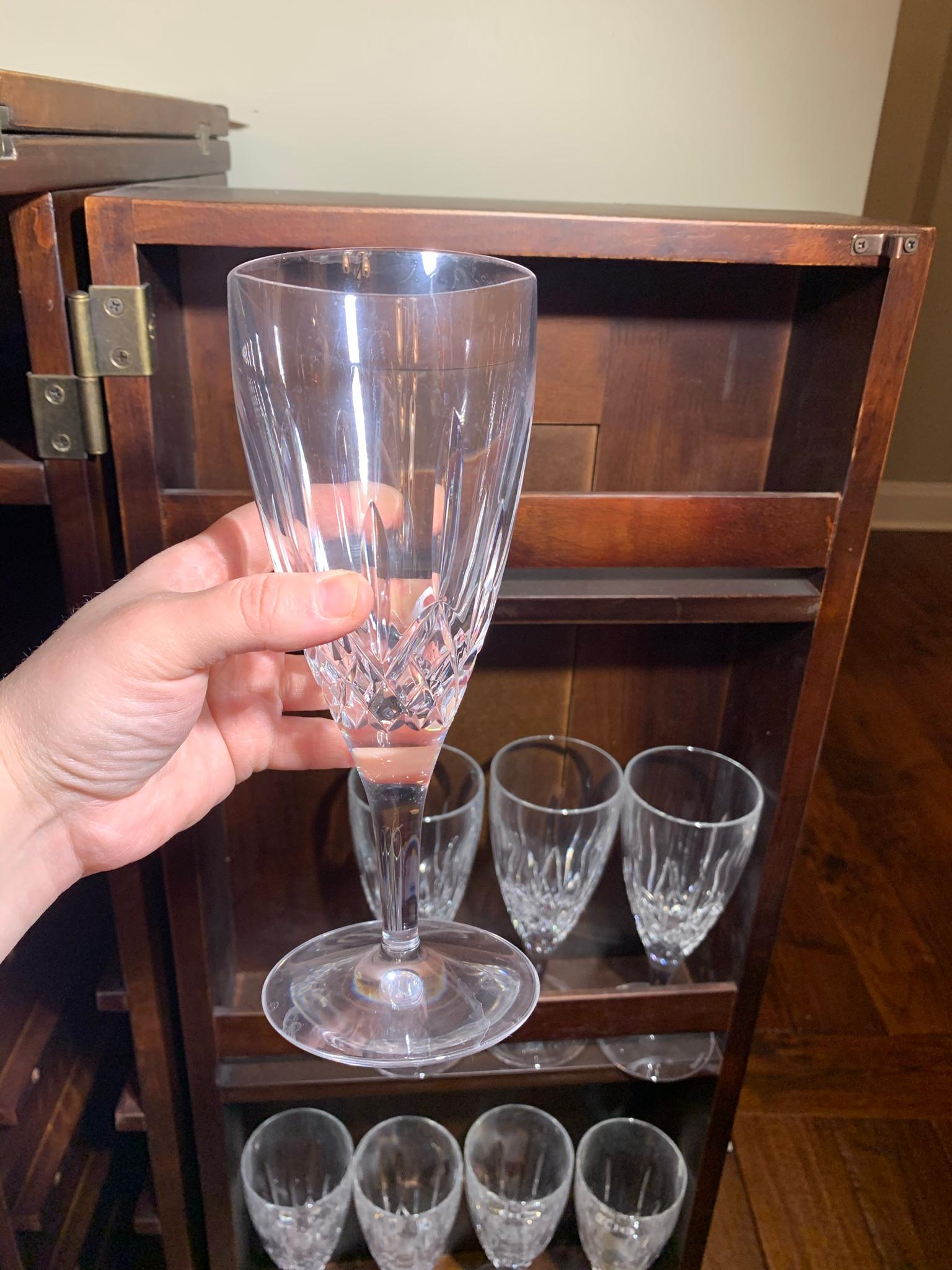 12 pieces of Waterford Crystal  Stem Glasses & Assortment of Other Glassware