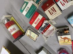 Large lot of vintage Cigarette Advertising Lighters