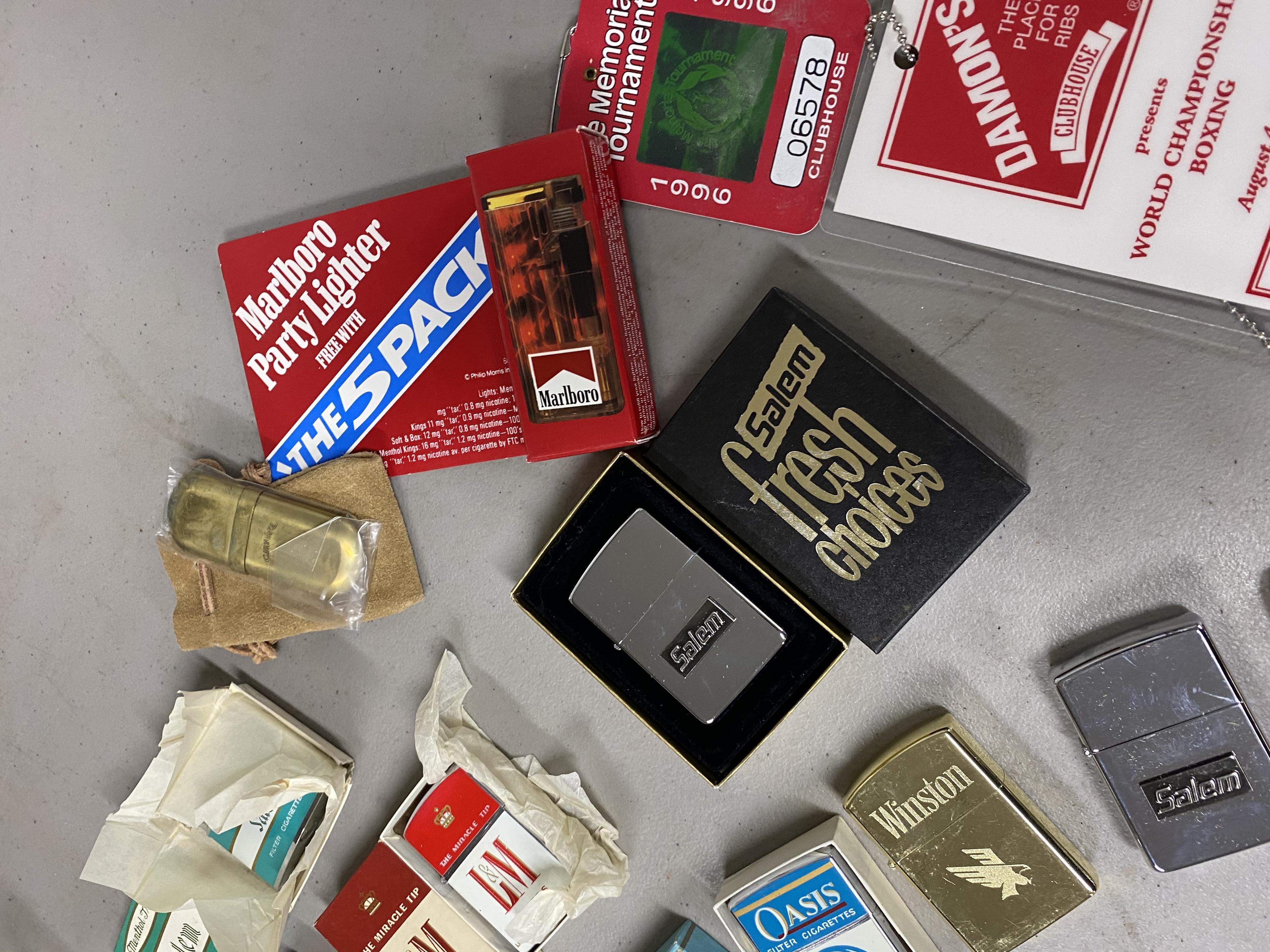 Large lot of vintage Cigarette Advertising Lighters