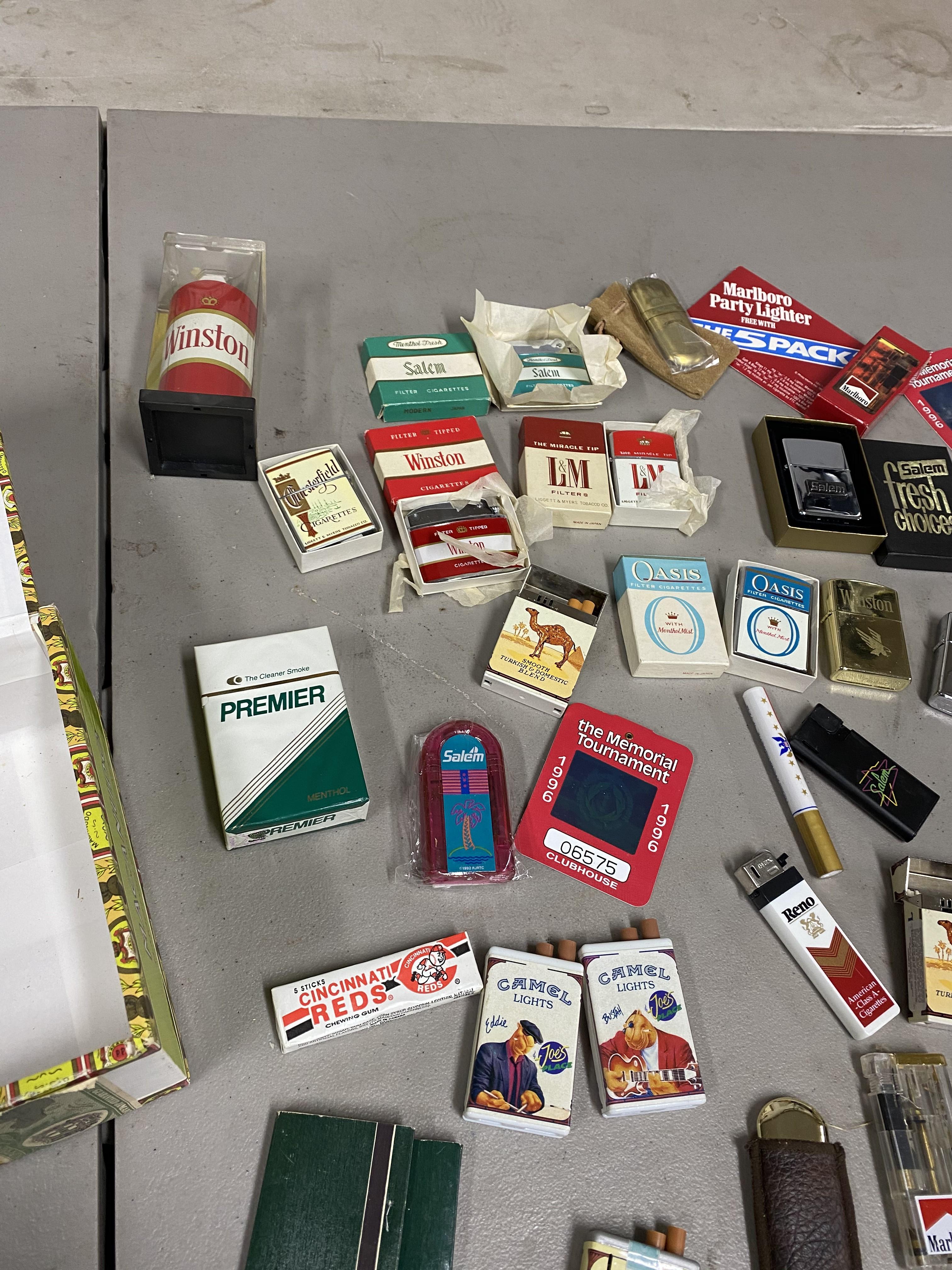 Large lot of vintage Cigarette Advertising Lighters