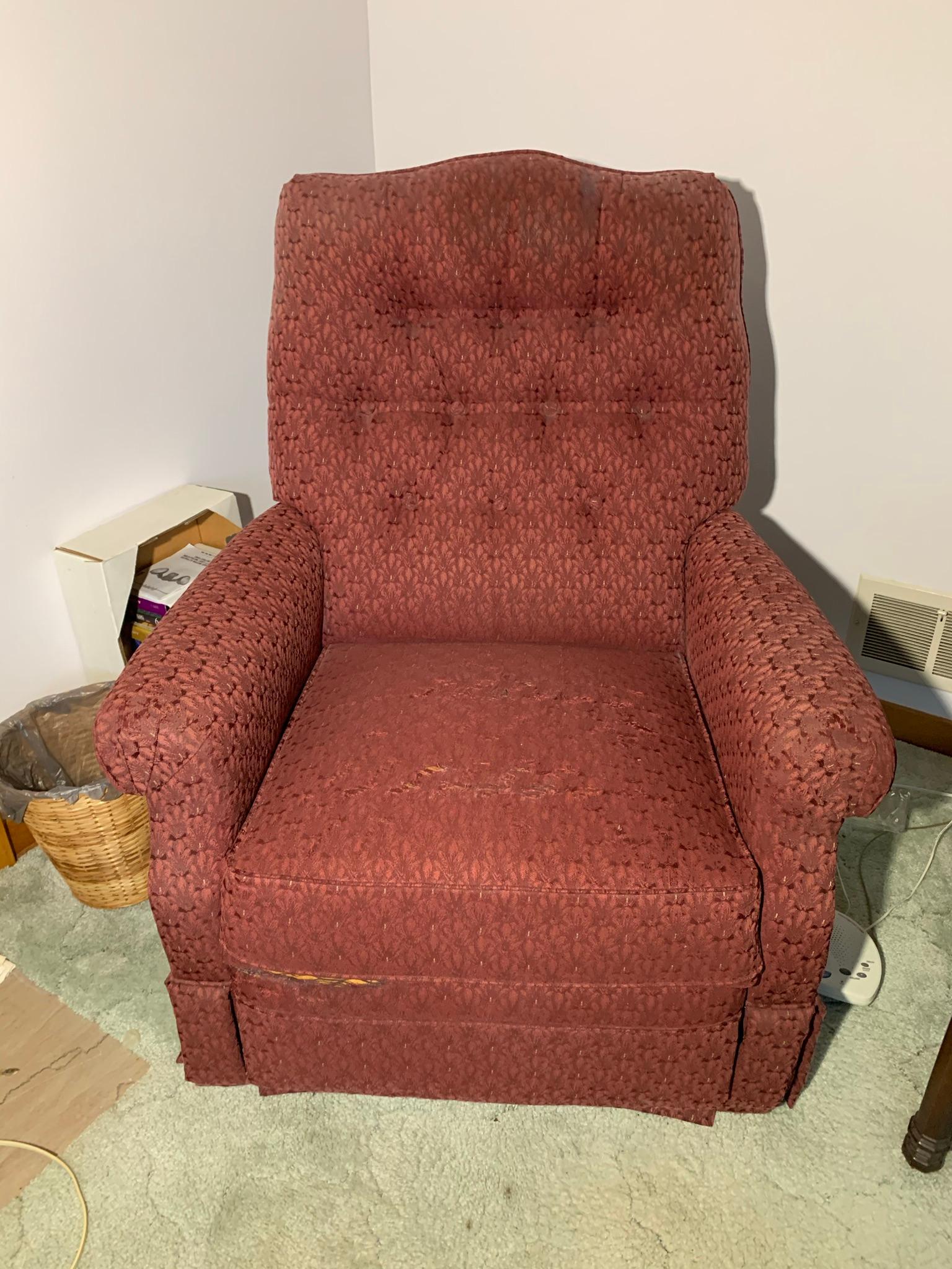 Sofa, 3 Chairs, Shredder, Foot Stool, and Lamp Table