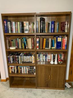 2 Book Shelves with Contents - Books, DVD's, VHS