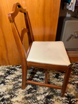 Desk, Chair, Desk Lamp, File Rack, and Clock