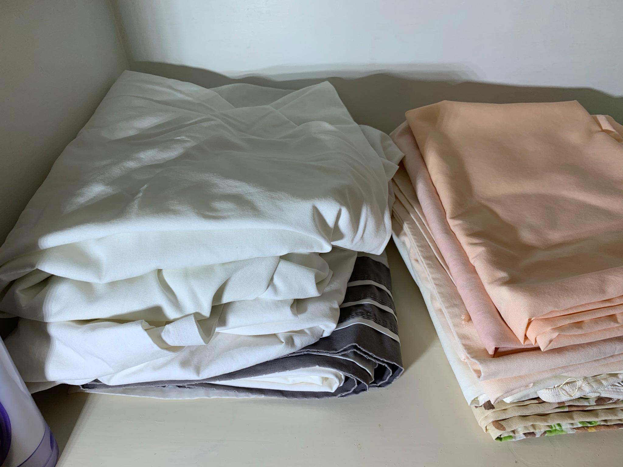 Contents of Bathroom Closet - Towels, Wash Cloths, Pillow Cases, Sheets & Assisting Bar