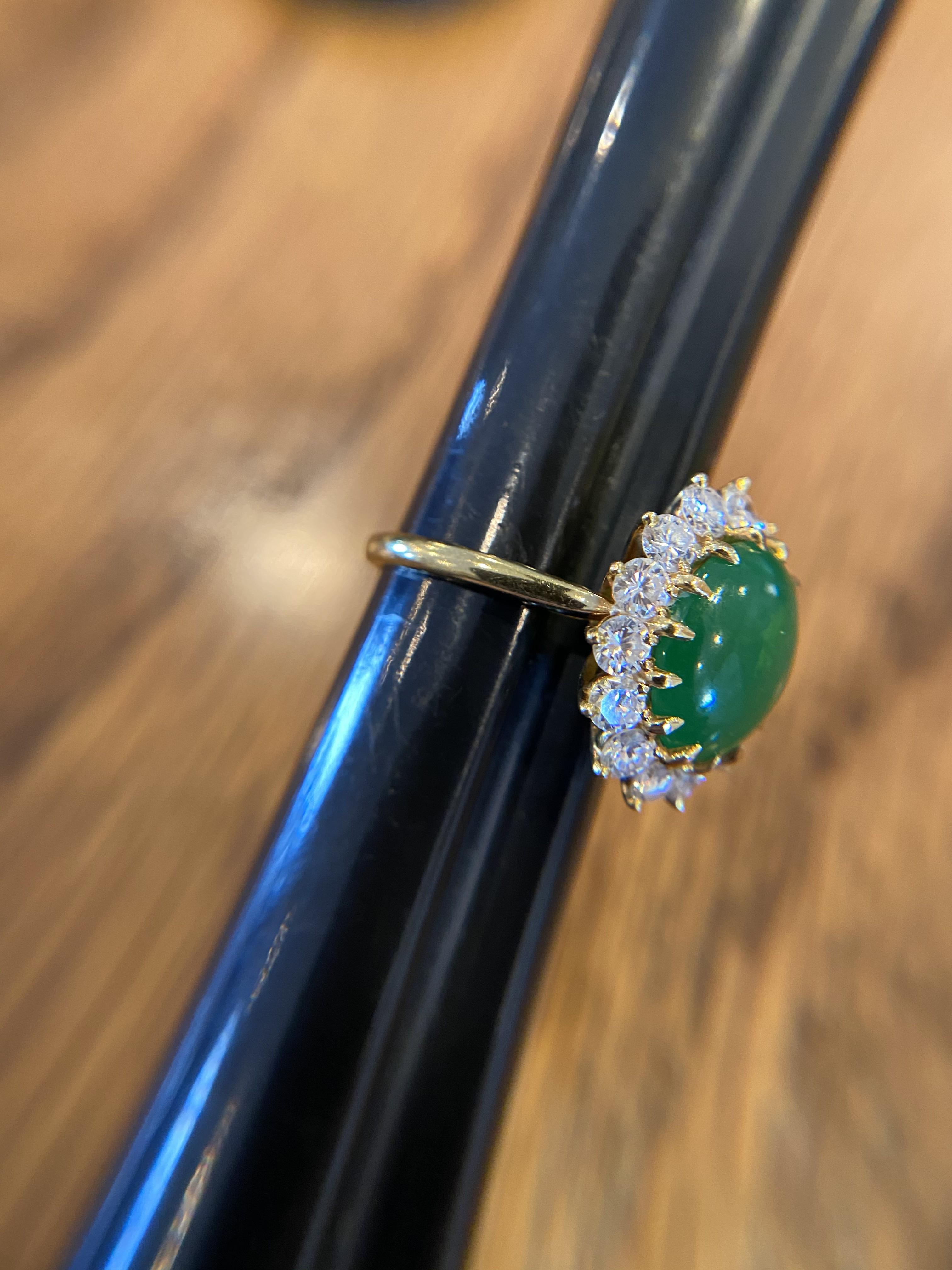 Imperial Jade and 1.40 ctw near flawless diamond ring in 18k gold