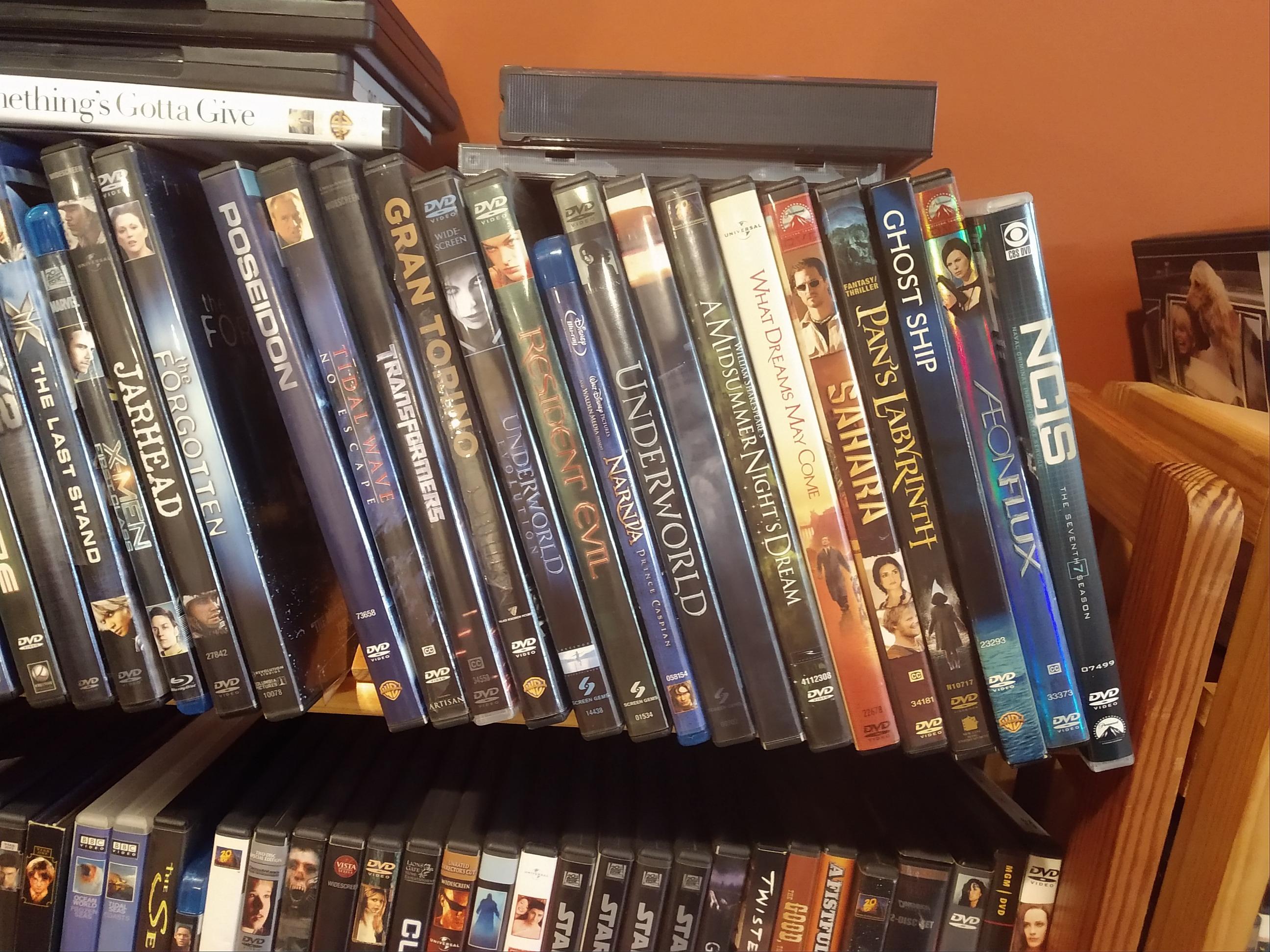 Huge Collection of DVD's, Playstation 2 Games, CD's, Books, Phones  and Shelving