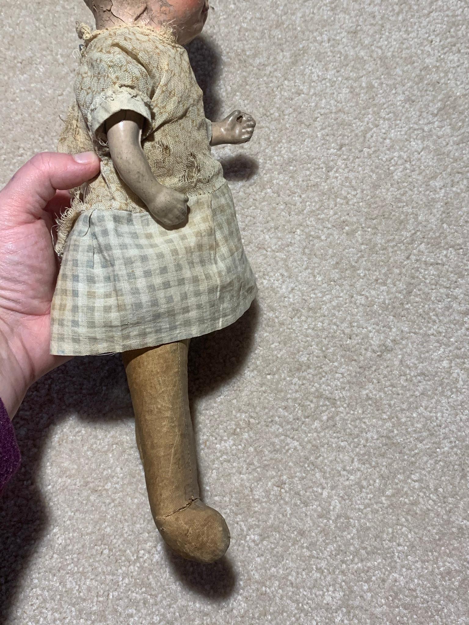 Antique Early Composition Straw Filled  Doll