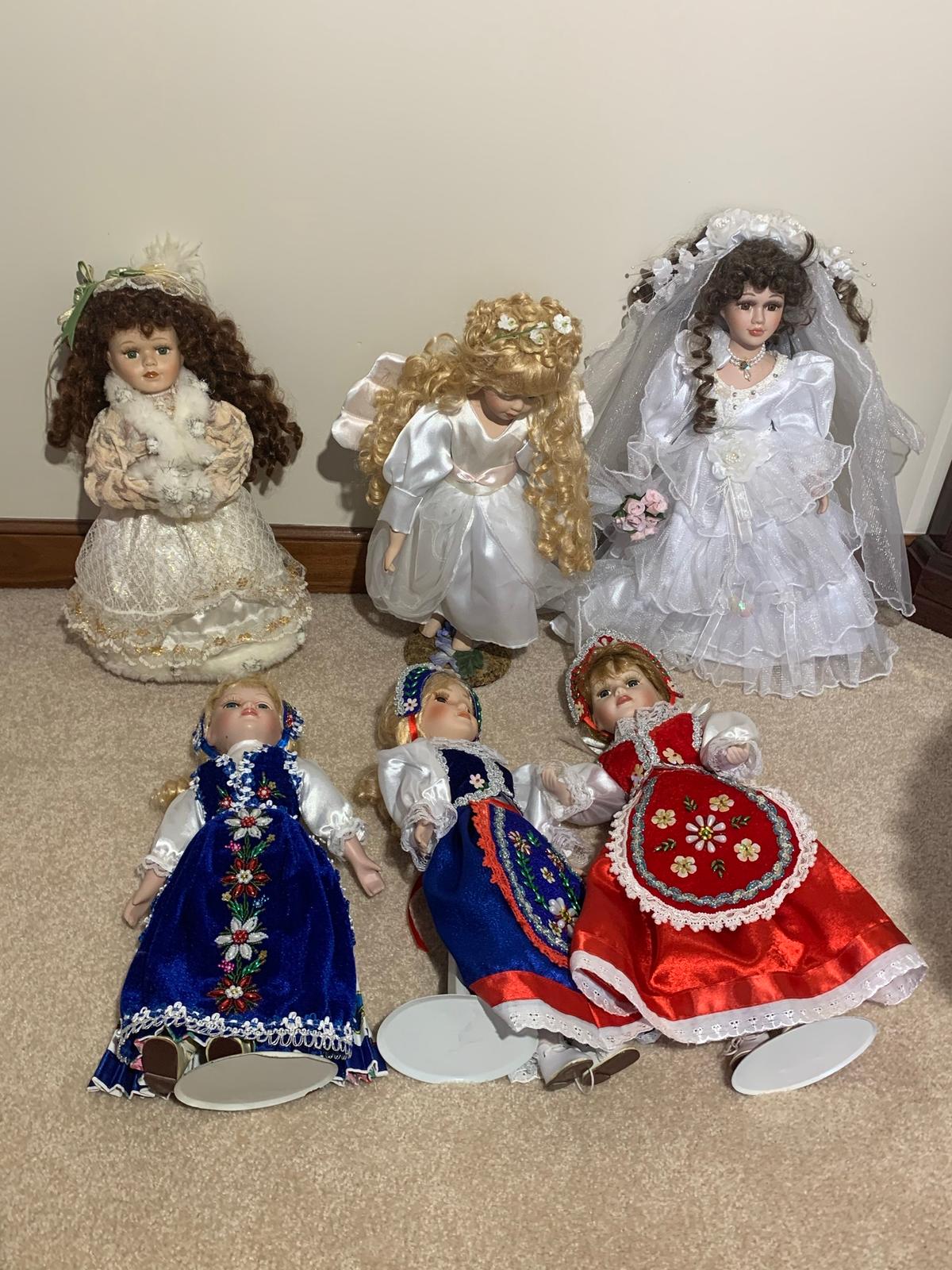 6 Beautifully Made Dolls - One doll is from the Cathy Collection