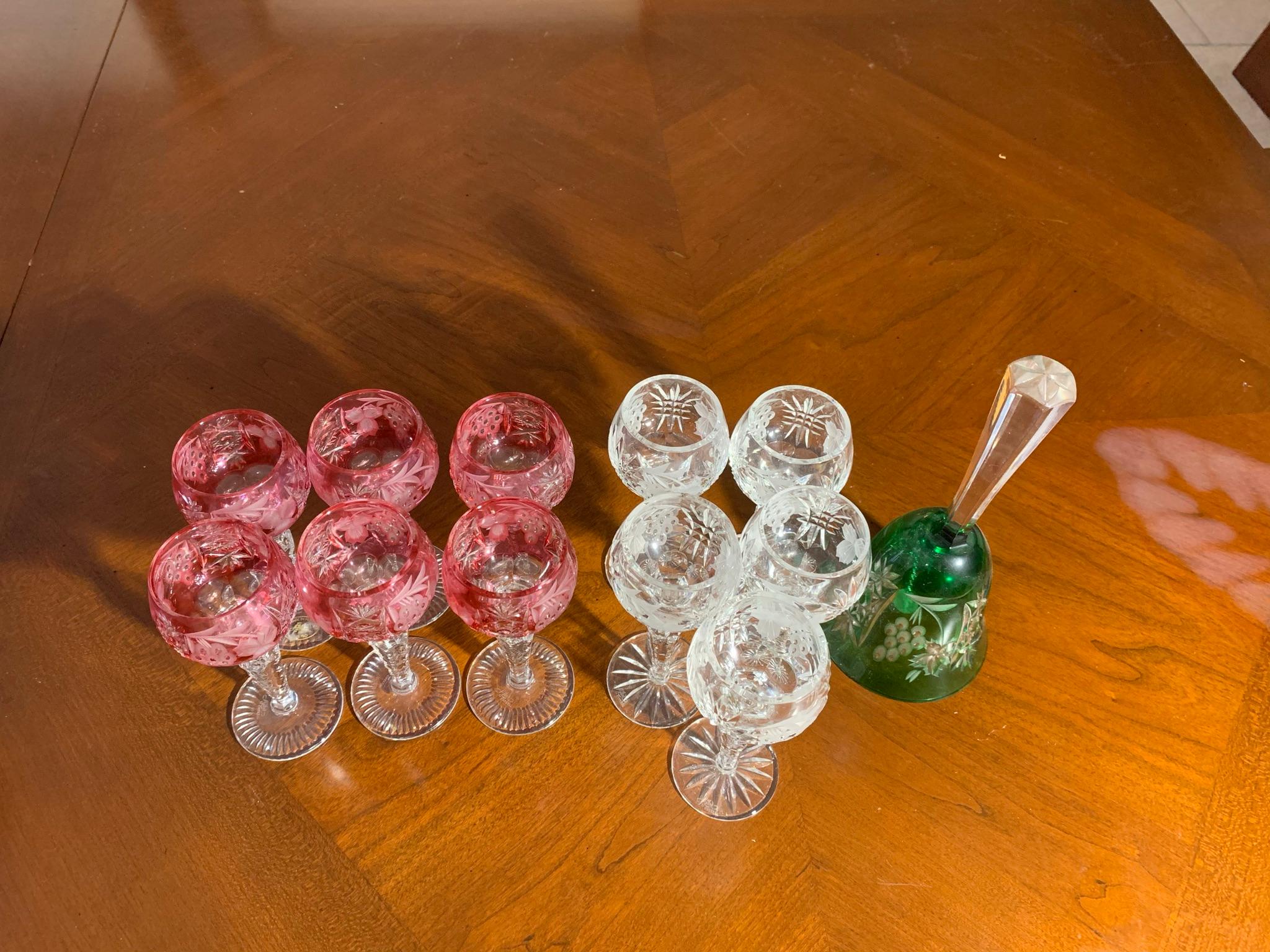 11 Total Ajka Hungarian Crystal Stemware with Matching Bell