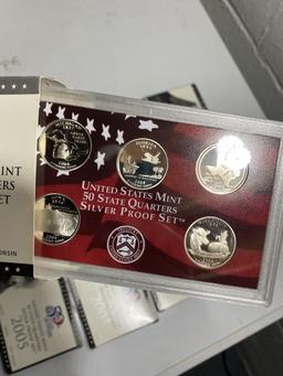 9 Silver State Quarters Sets in packaging