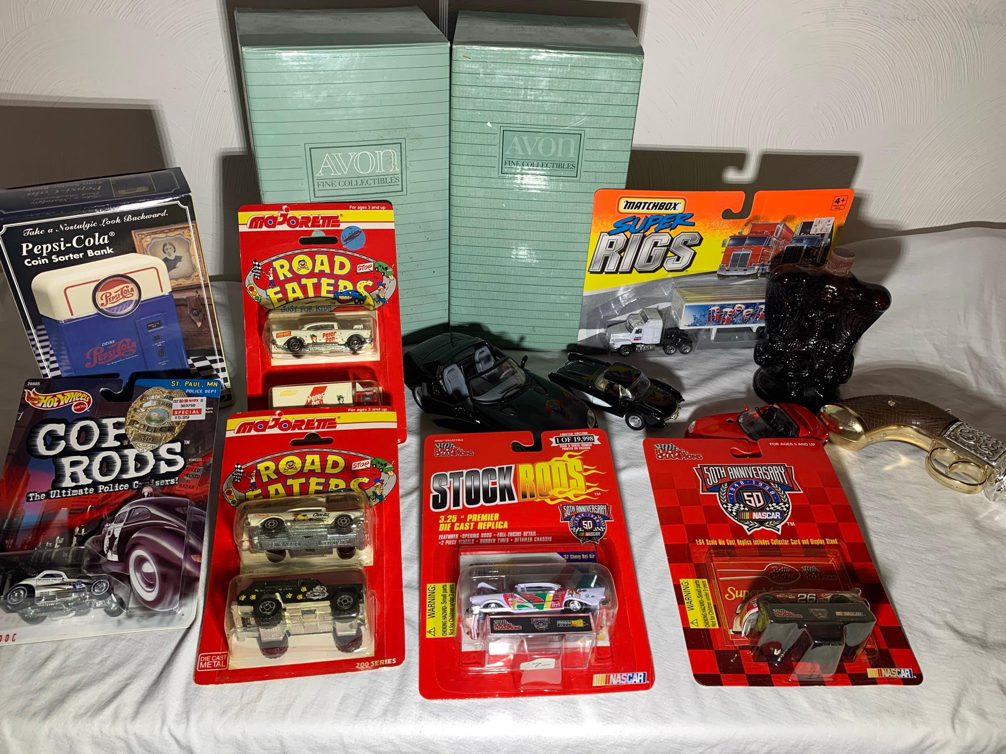 Majorette Road Eaters Cars, Avon Bottles, Pepsi-Cola Coin Bank, Hot Wheels, Matchbox, Diecast & More