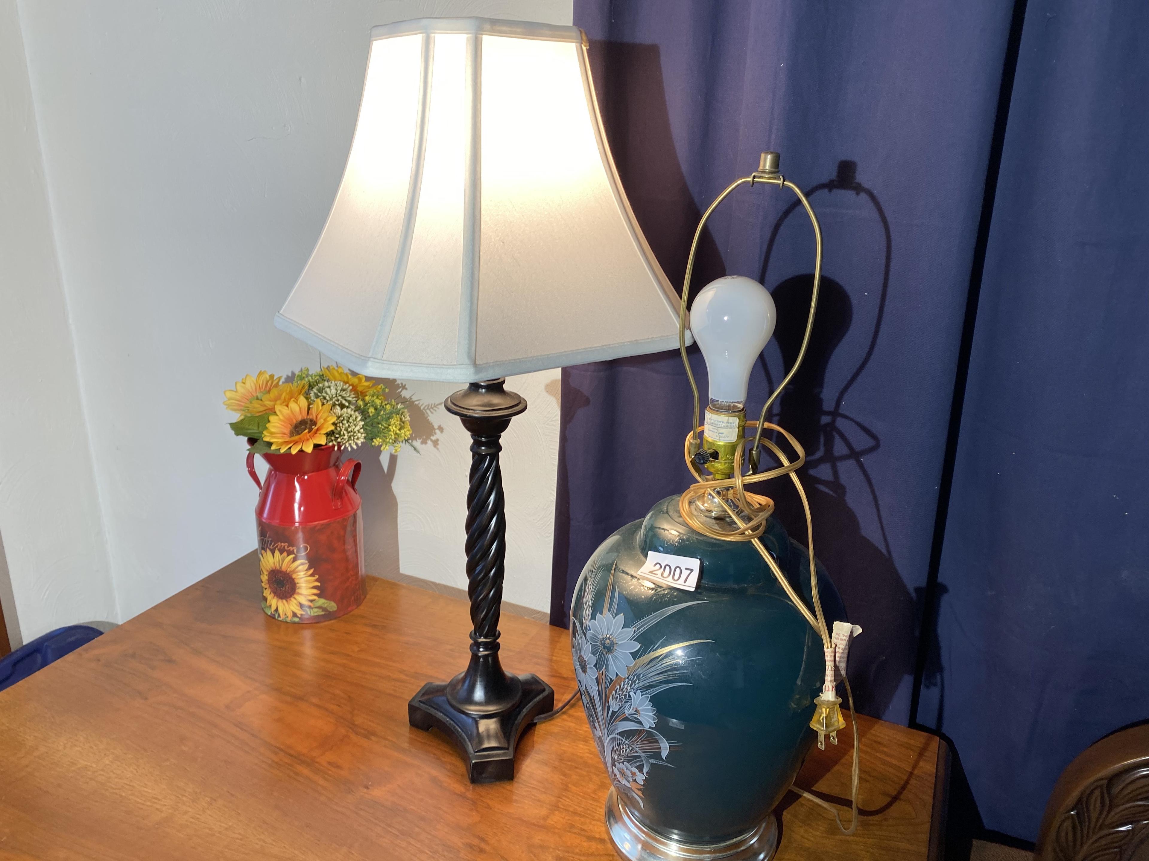 2 lamps and miniature milk jug