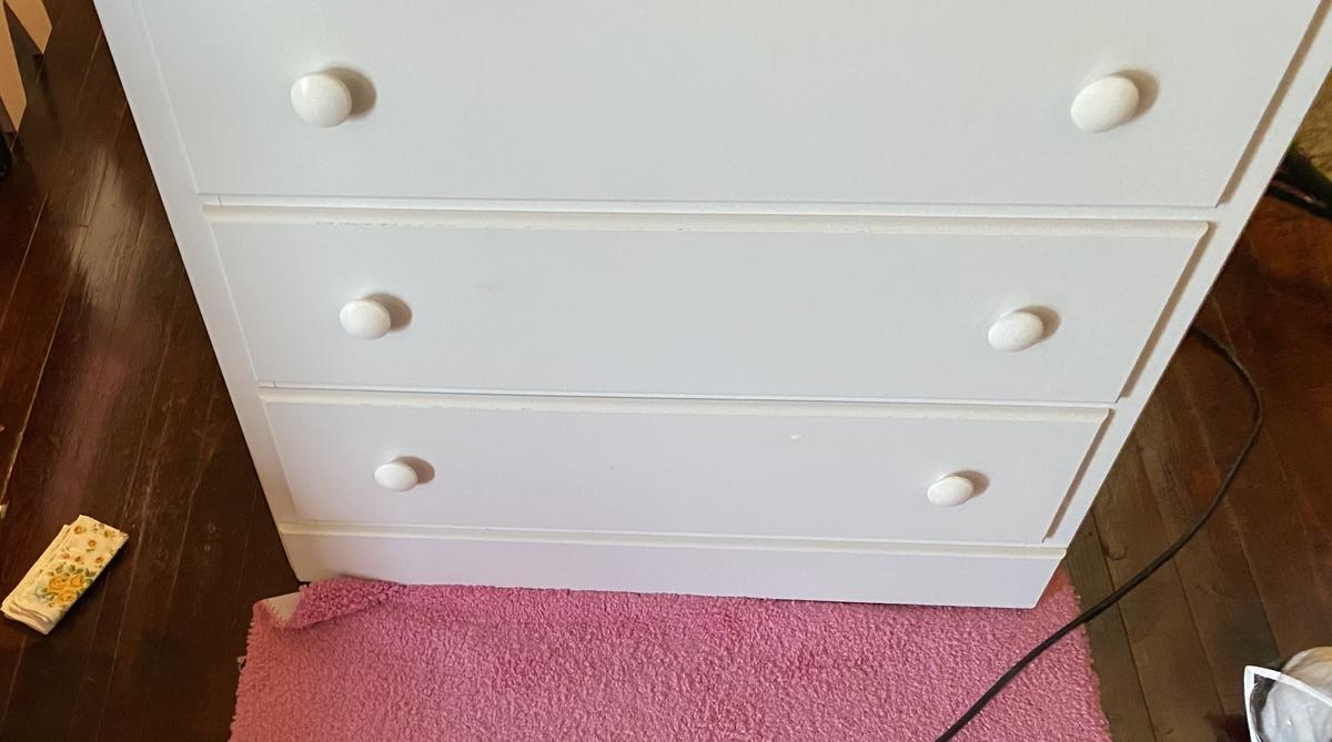 Wooden three drawer dresser