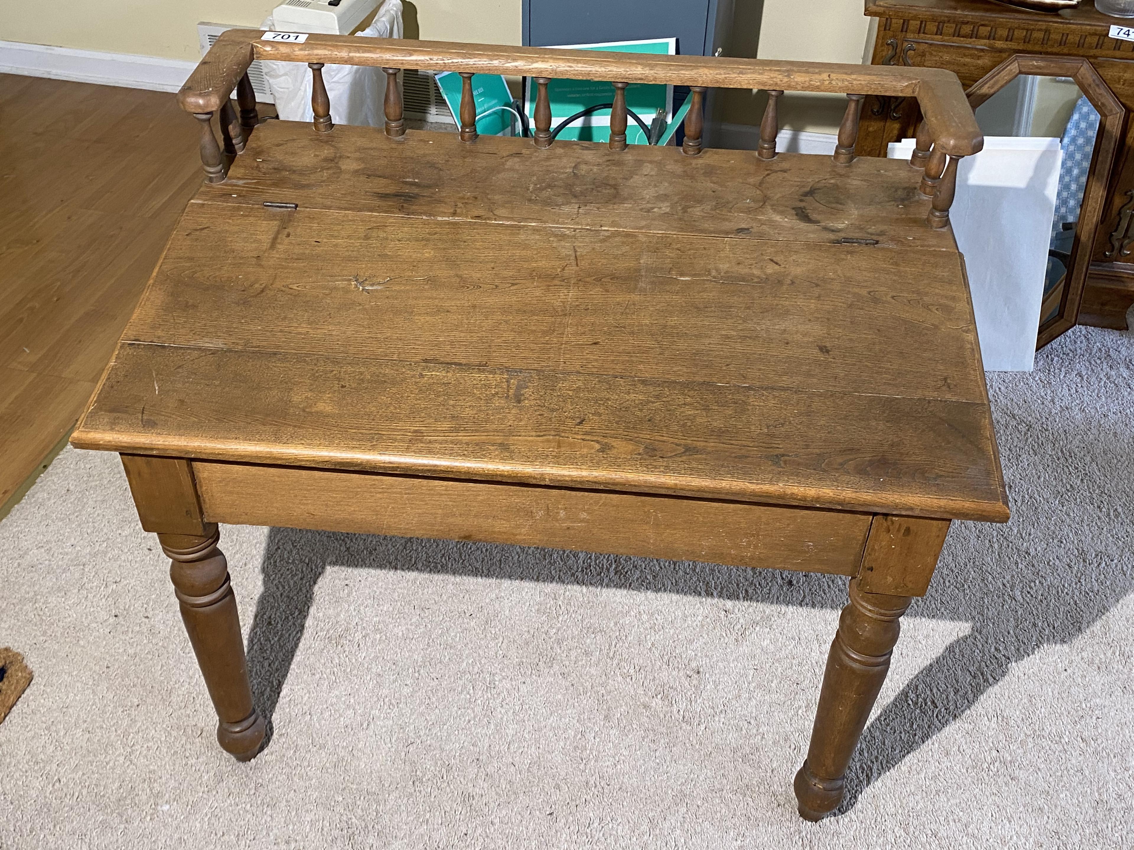 Unusual Antique Desk with Turned Legs