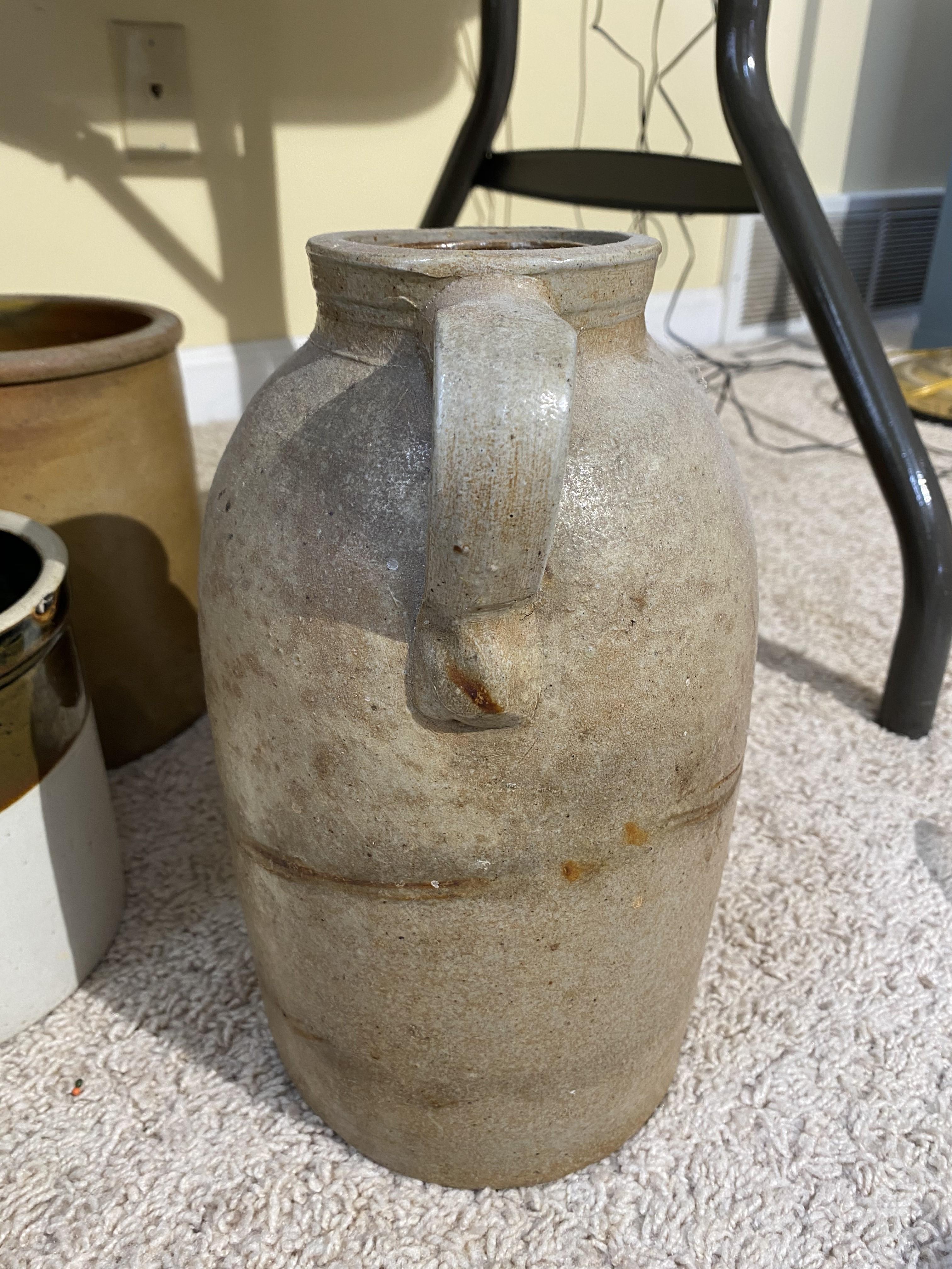 Group of assorted antique crocks, stoneware