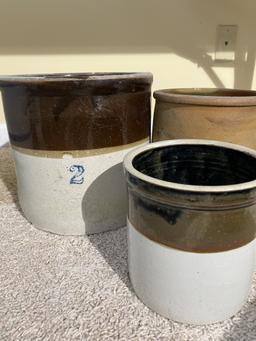 Group of assorted antique crocks, stoneware