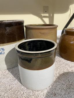 Group of assorted antique crocks, stoneware