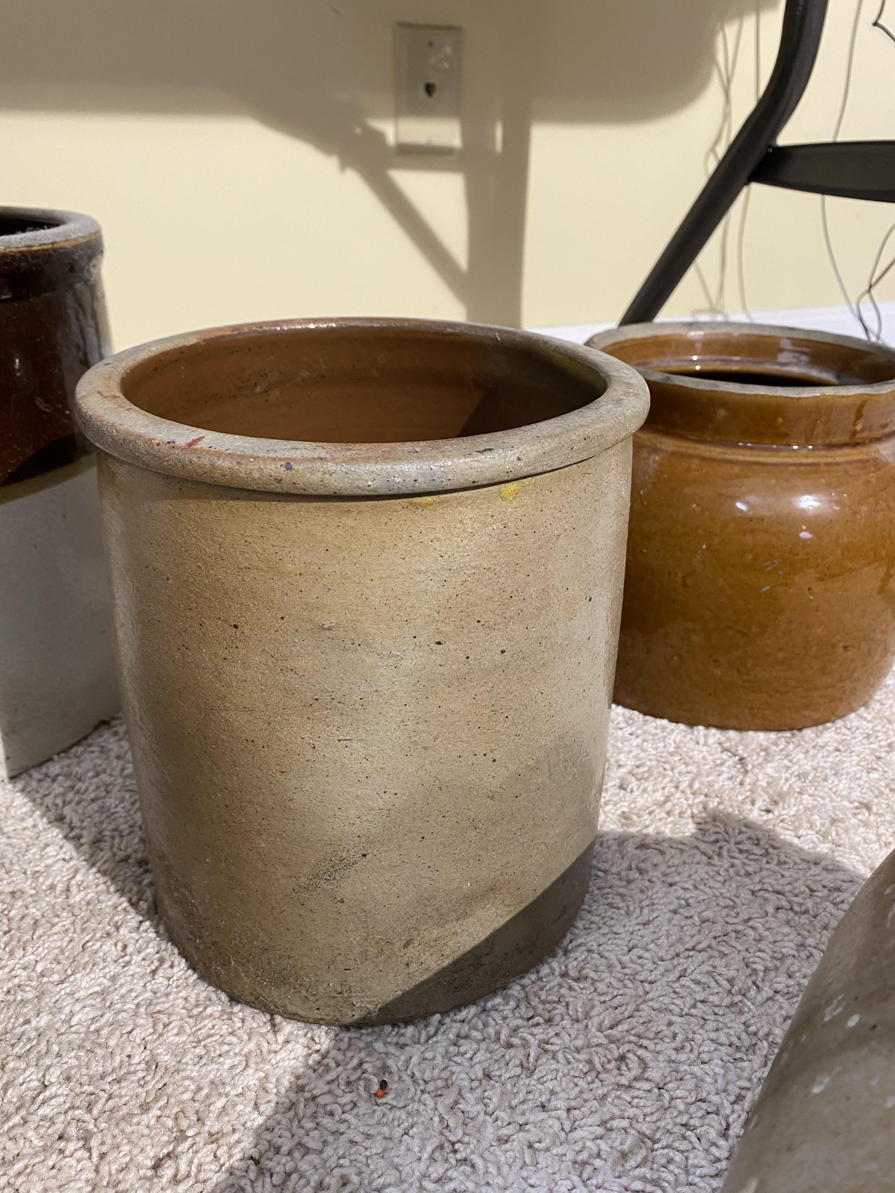 Group of assorted antique crocks, stoneware