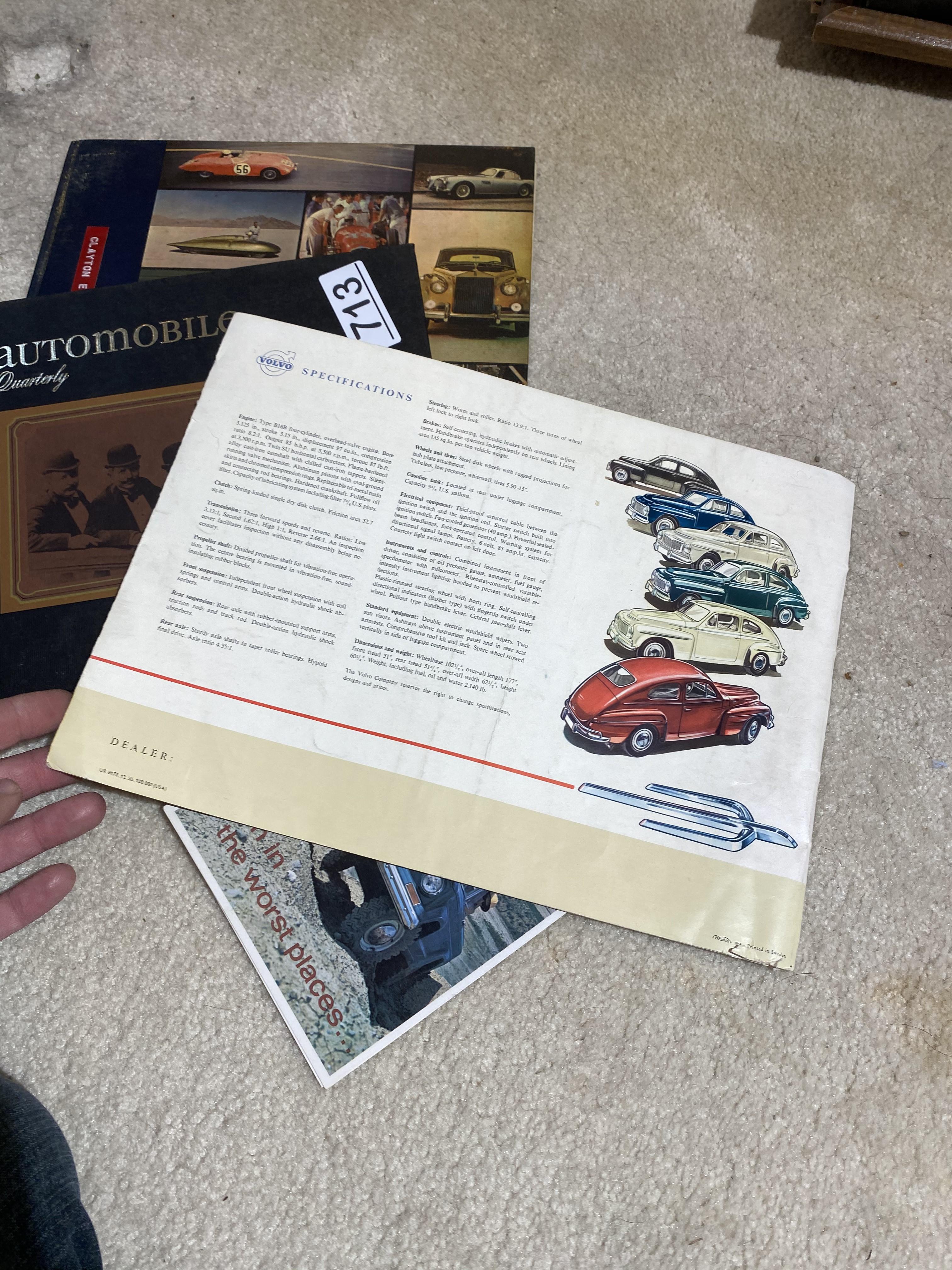 Old Volvo, Jeep Brochures, Auto Quarterly books