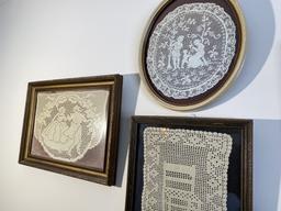 Group lot of 4 framed Doilies