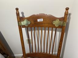 Antique Oak rocking chair with Brass Trim