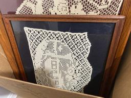 Box of framed Doilies