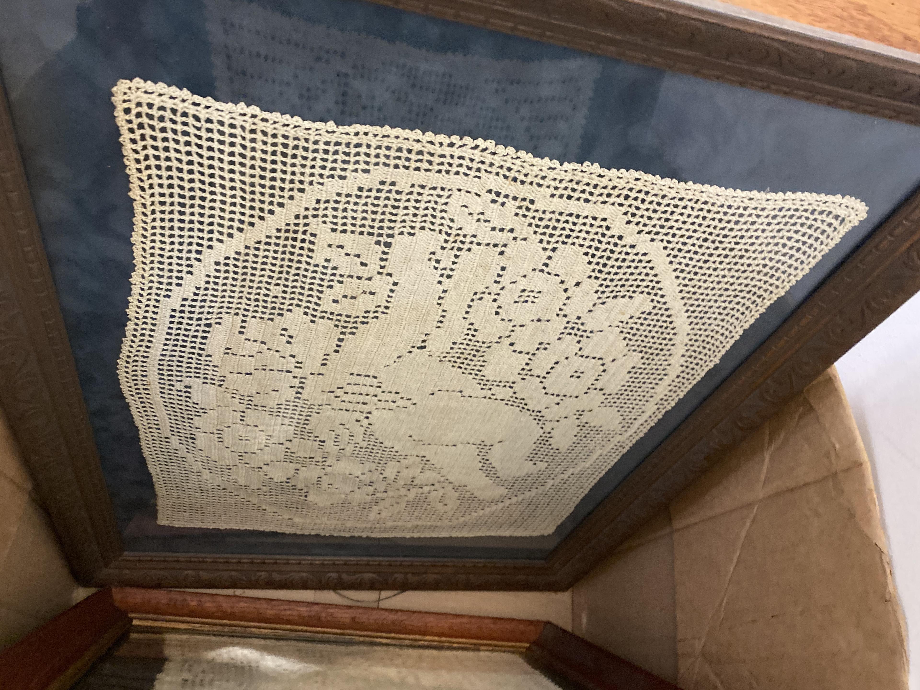 Box of framed Doilies