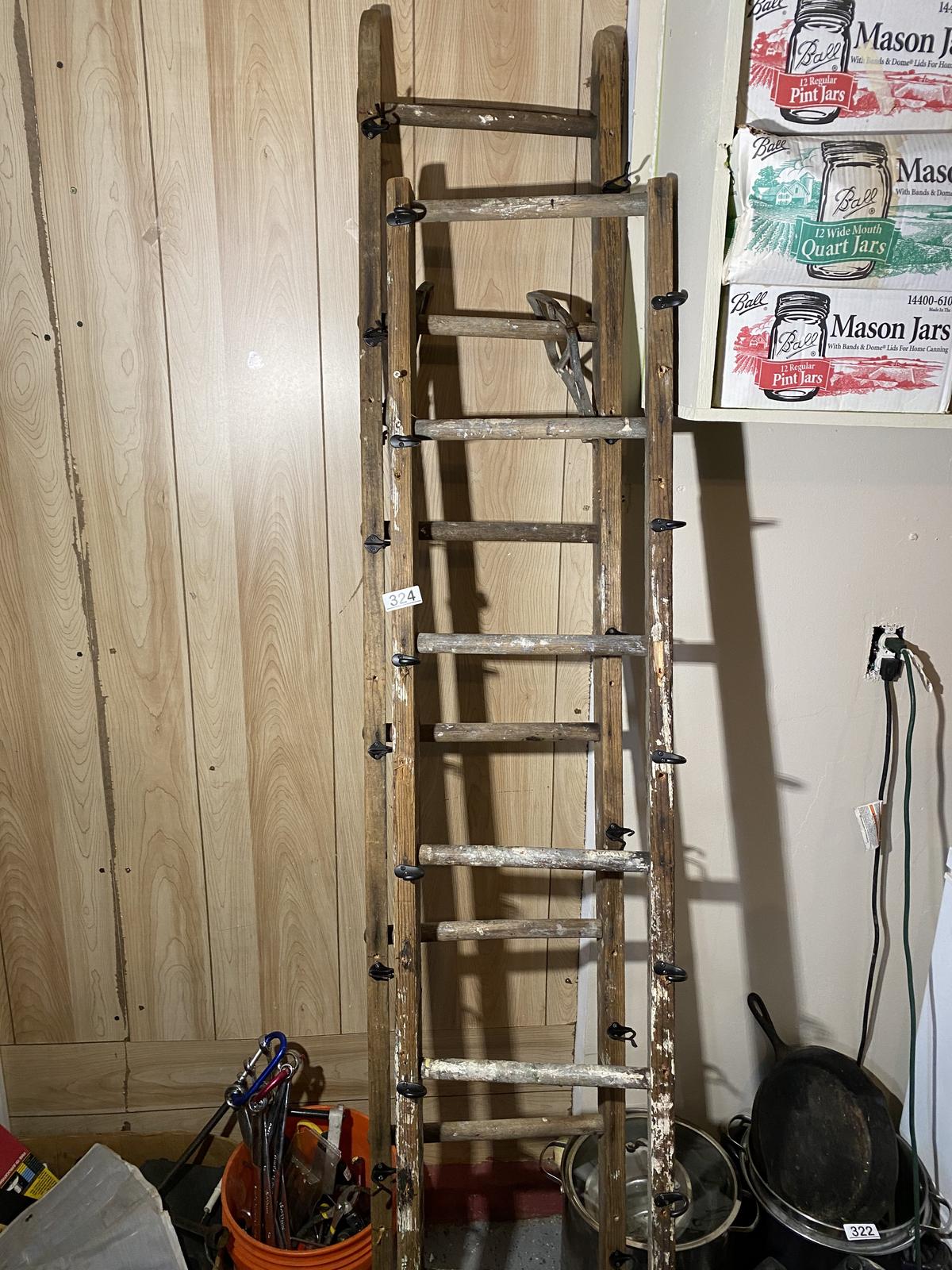 2 Wooden Ladders with Coat Hooks