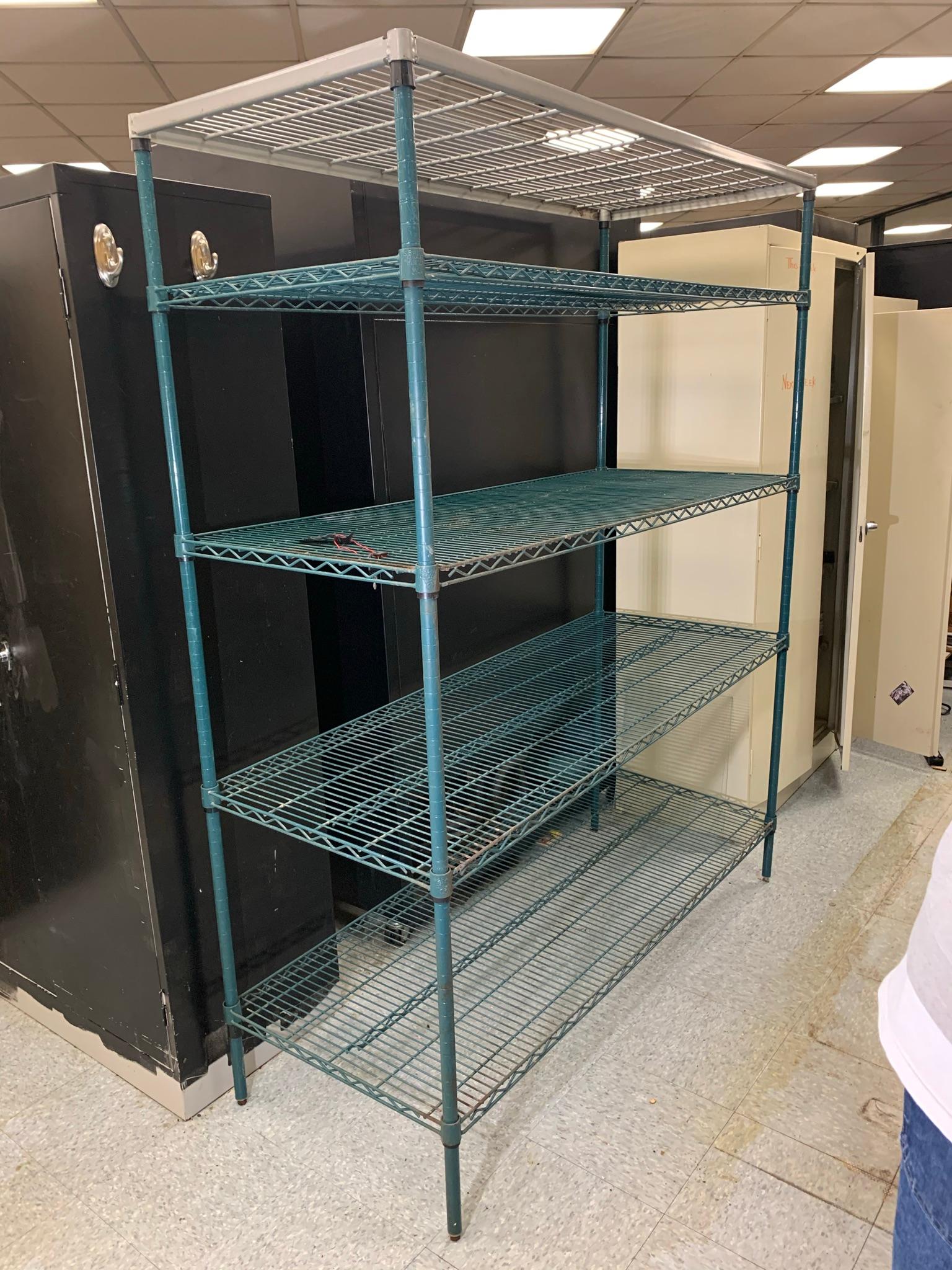 NSF Green Epoxy Coated Wire Shelving Unit