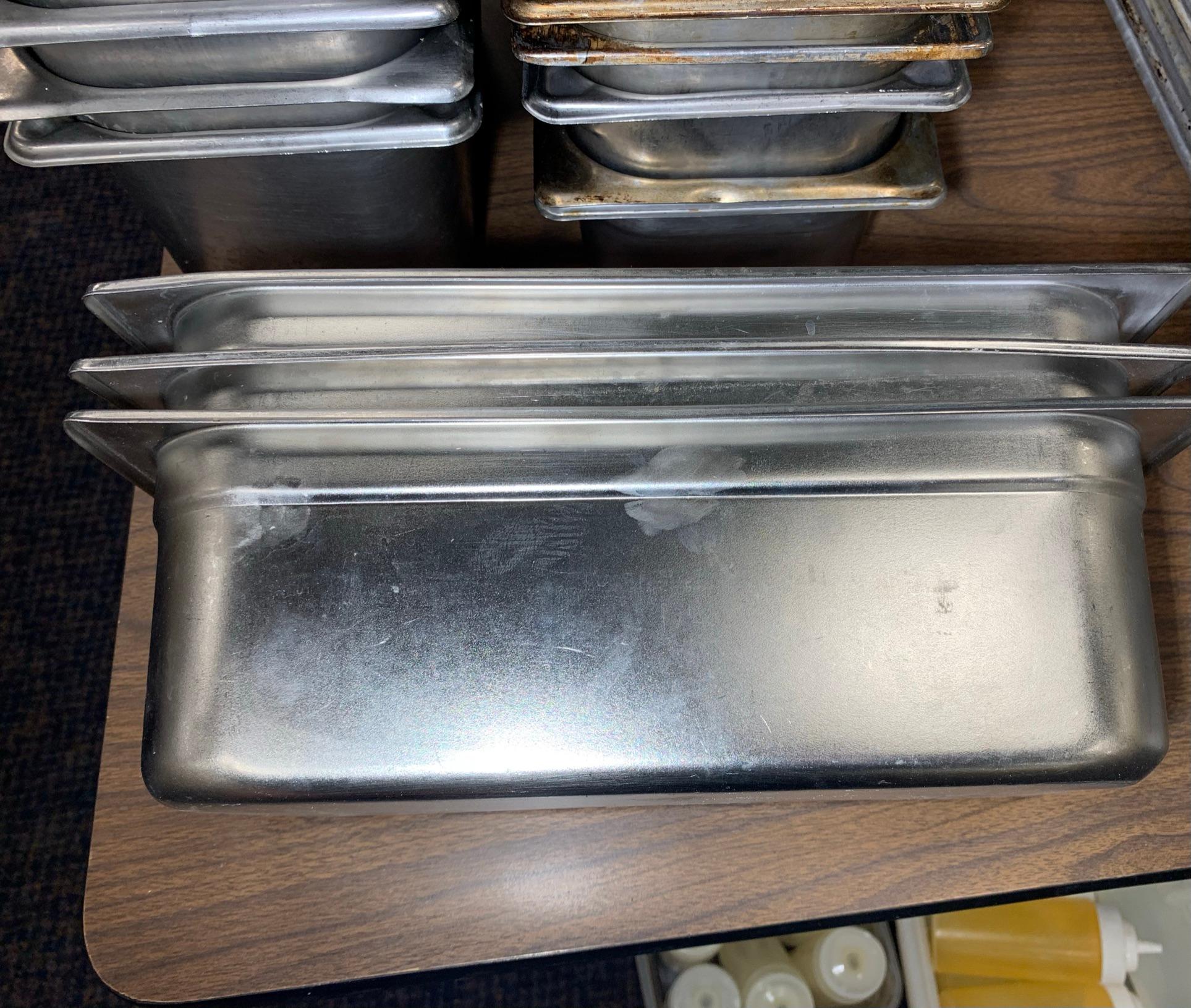 Assortment of Stainless Steel NSF Steam Table Pans & 8 Quart Pot  with 2 Lids