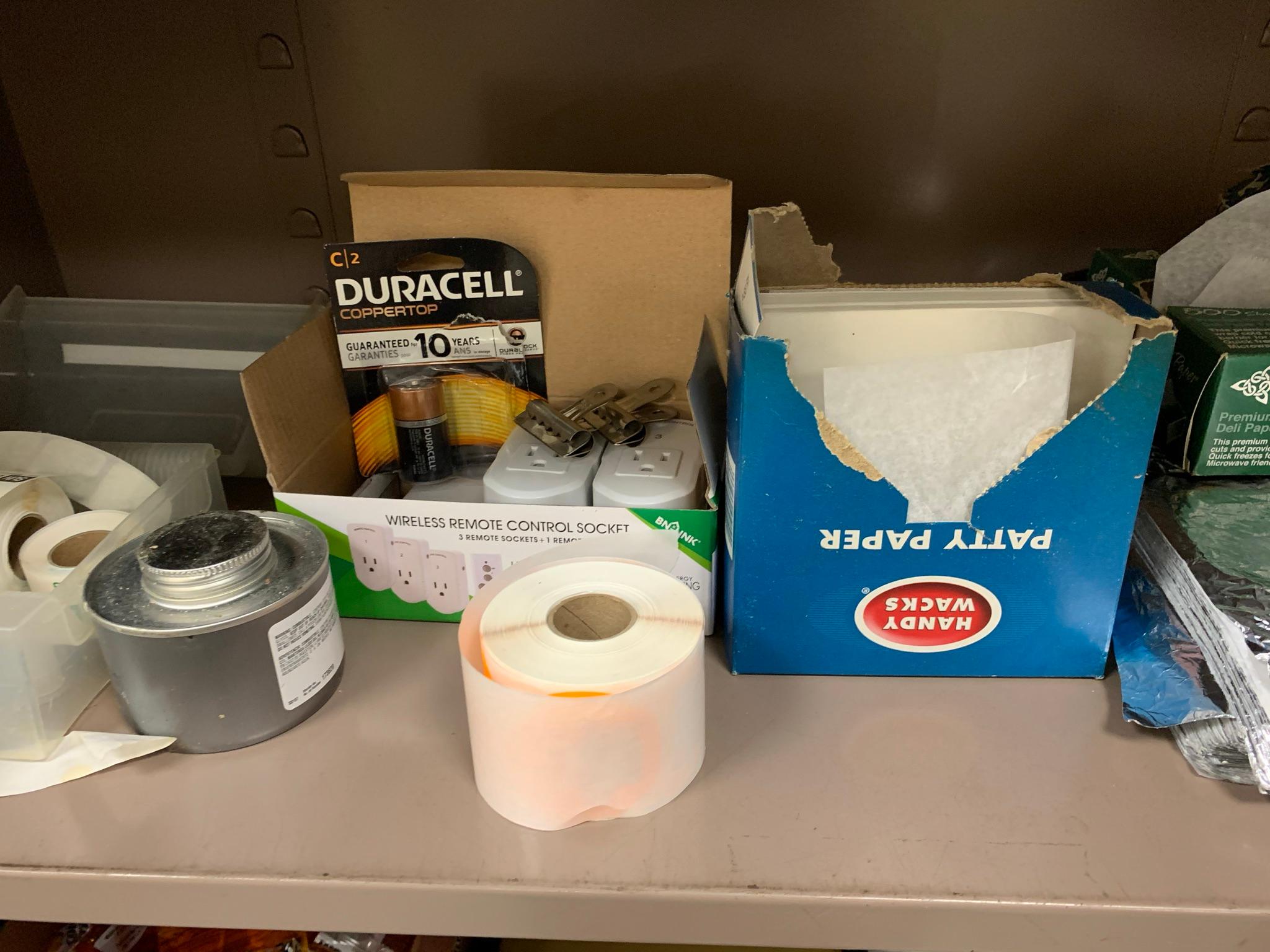 Metal Cabinet & Contents - Food Serving Containers, Scotch Brite Quick Clean Griddle Liquid & More