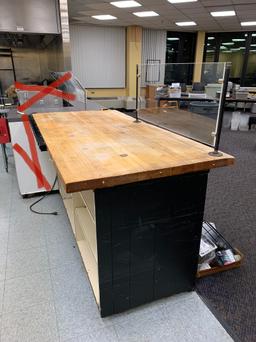 Butcher Block Counter with Plexiglass Sneeze Guard