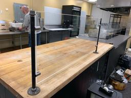 Butcher Block Counter with Plexiglass Sneeze Guard