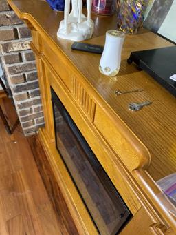 Electric Fireplace with Oak Mantle
