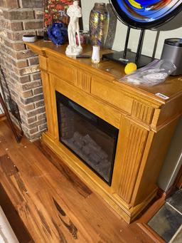 Electric Fireplace with Oak Mantle