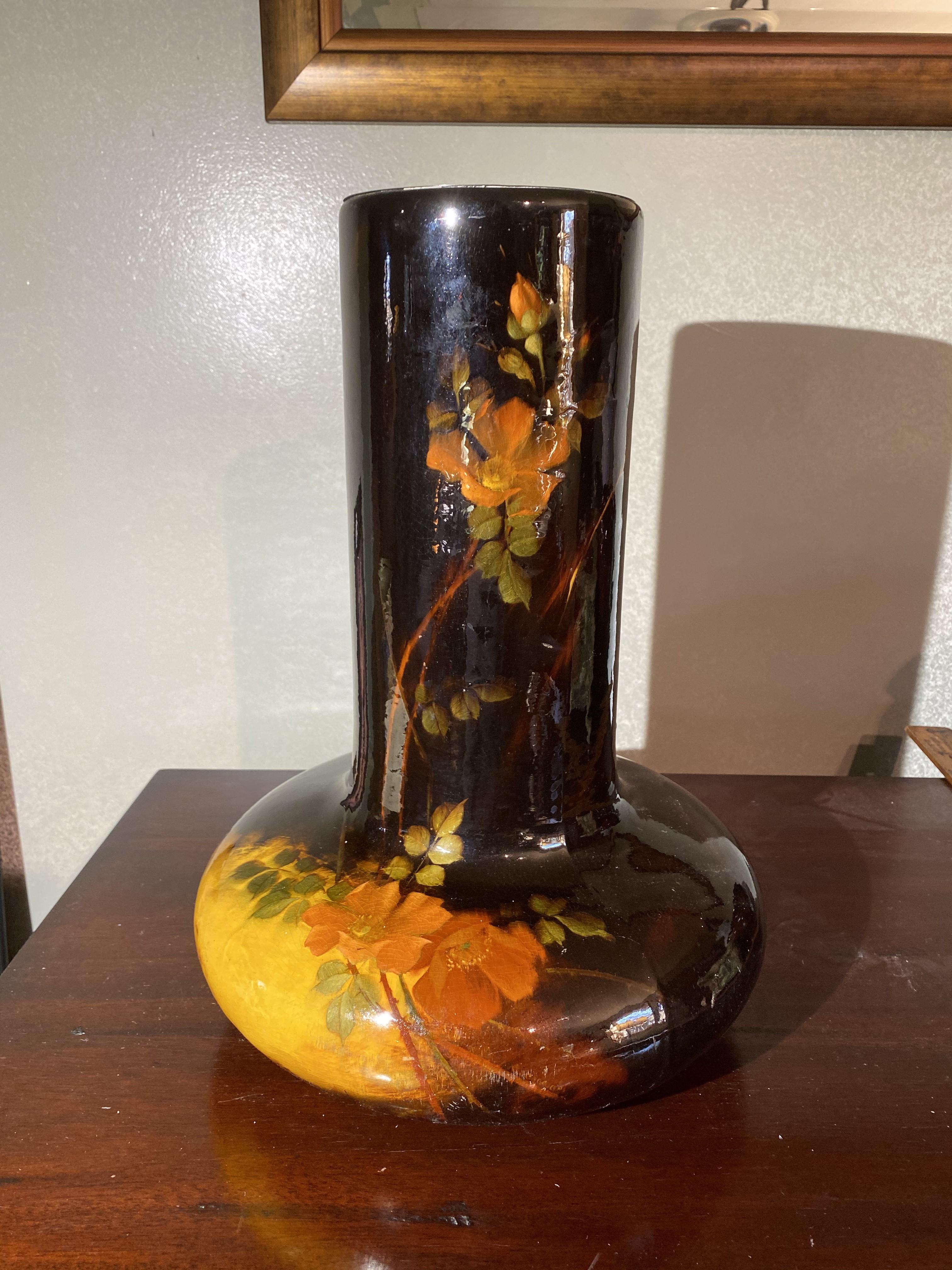 Very unusual Weller Aurelia Art Pottery Vase with long neck