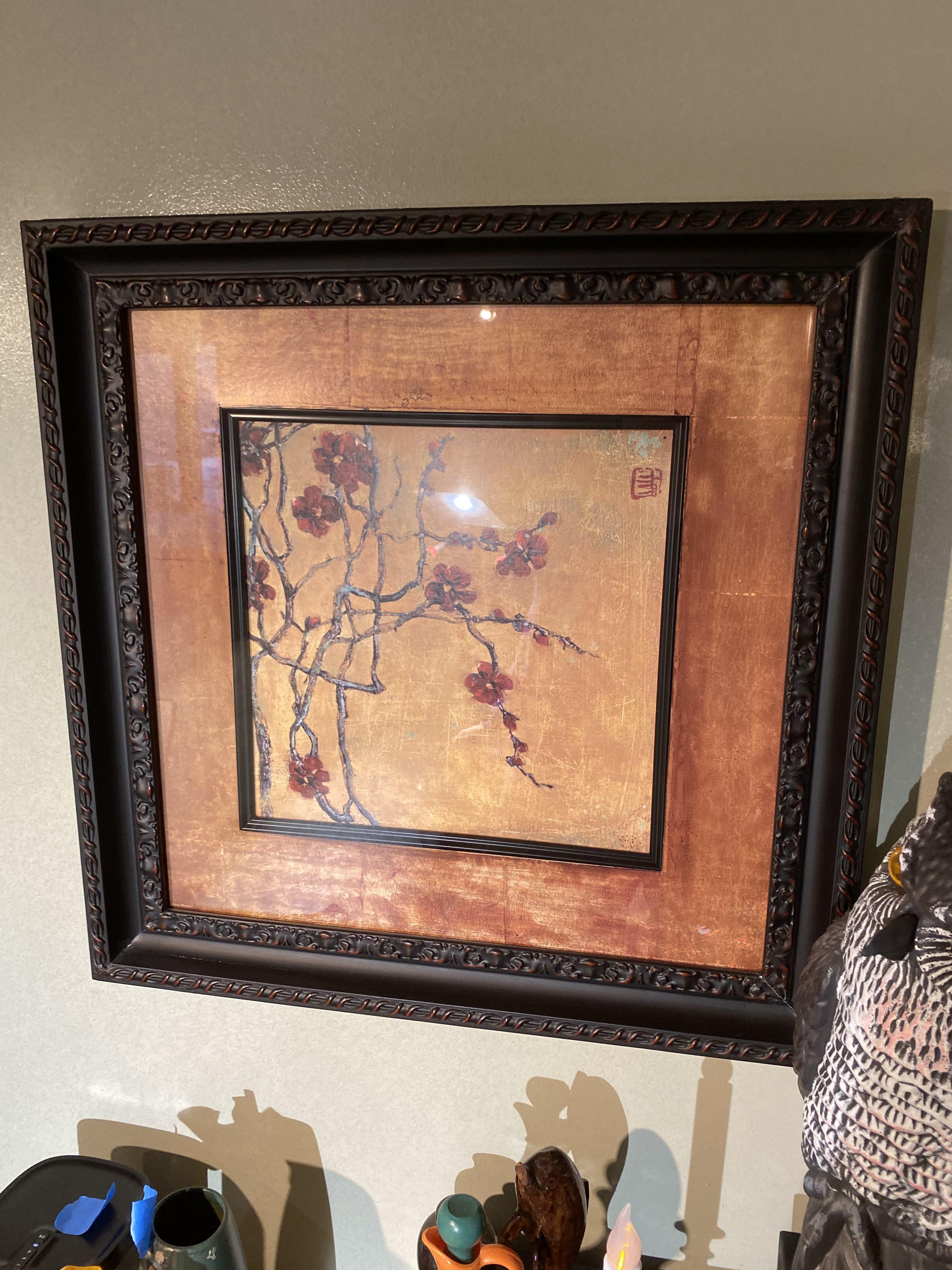 Three pieces of framed decorator art