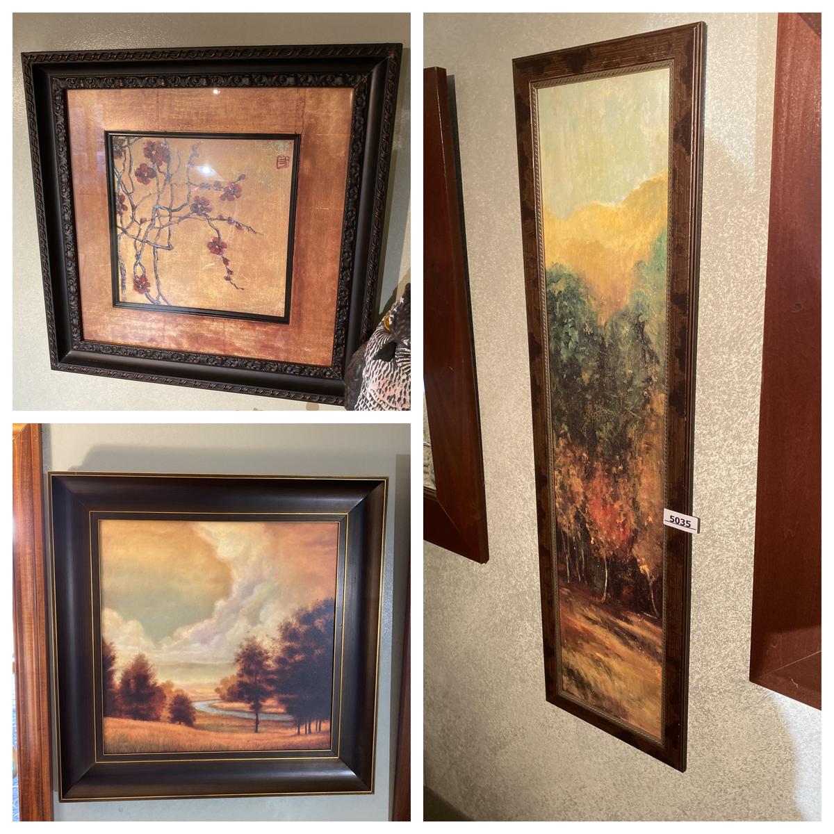 Three pieces of framed decorator art