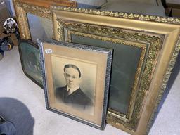 Lot of Antique portraits, frames, print