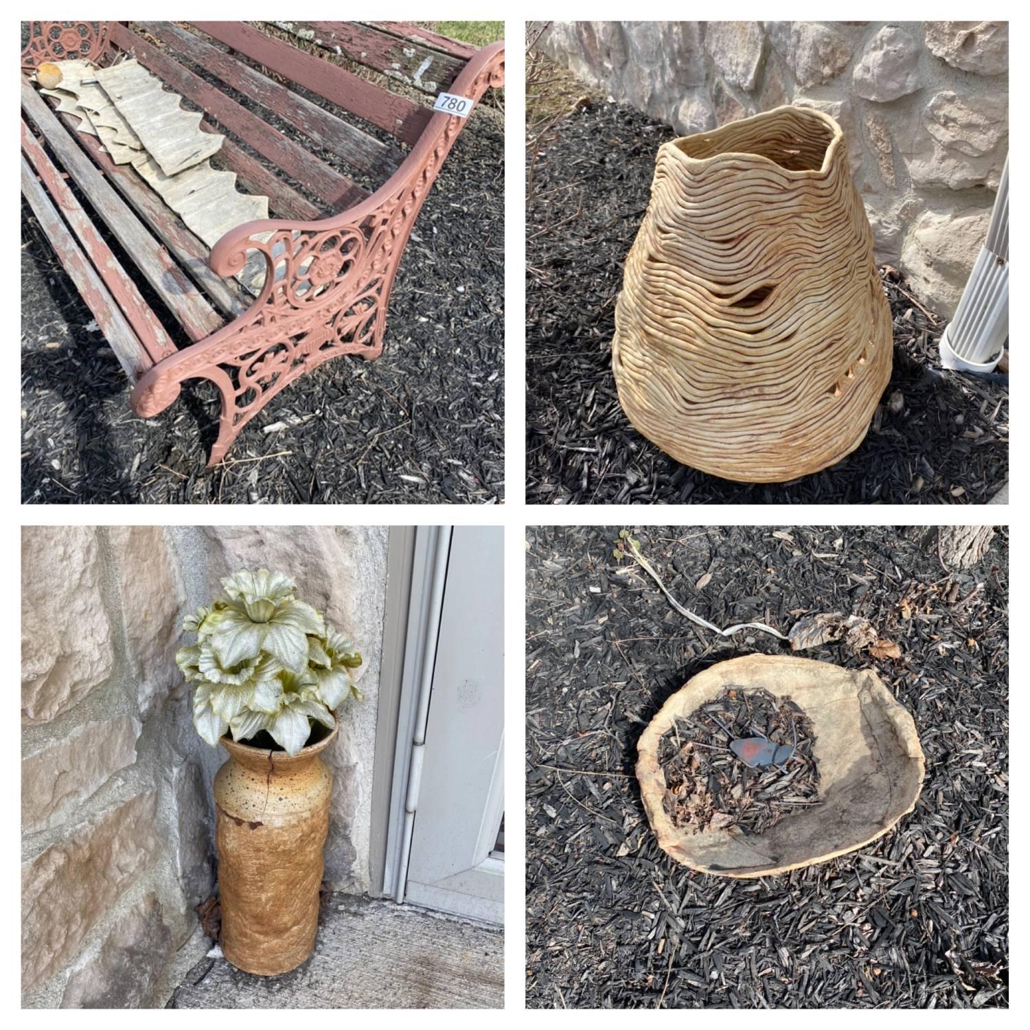 Older bench, art pottery