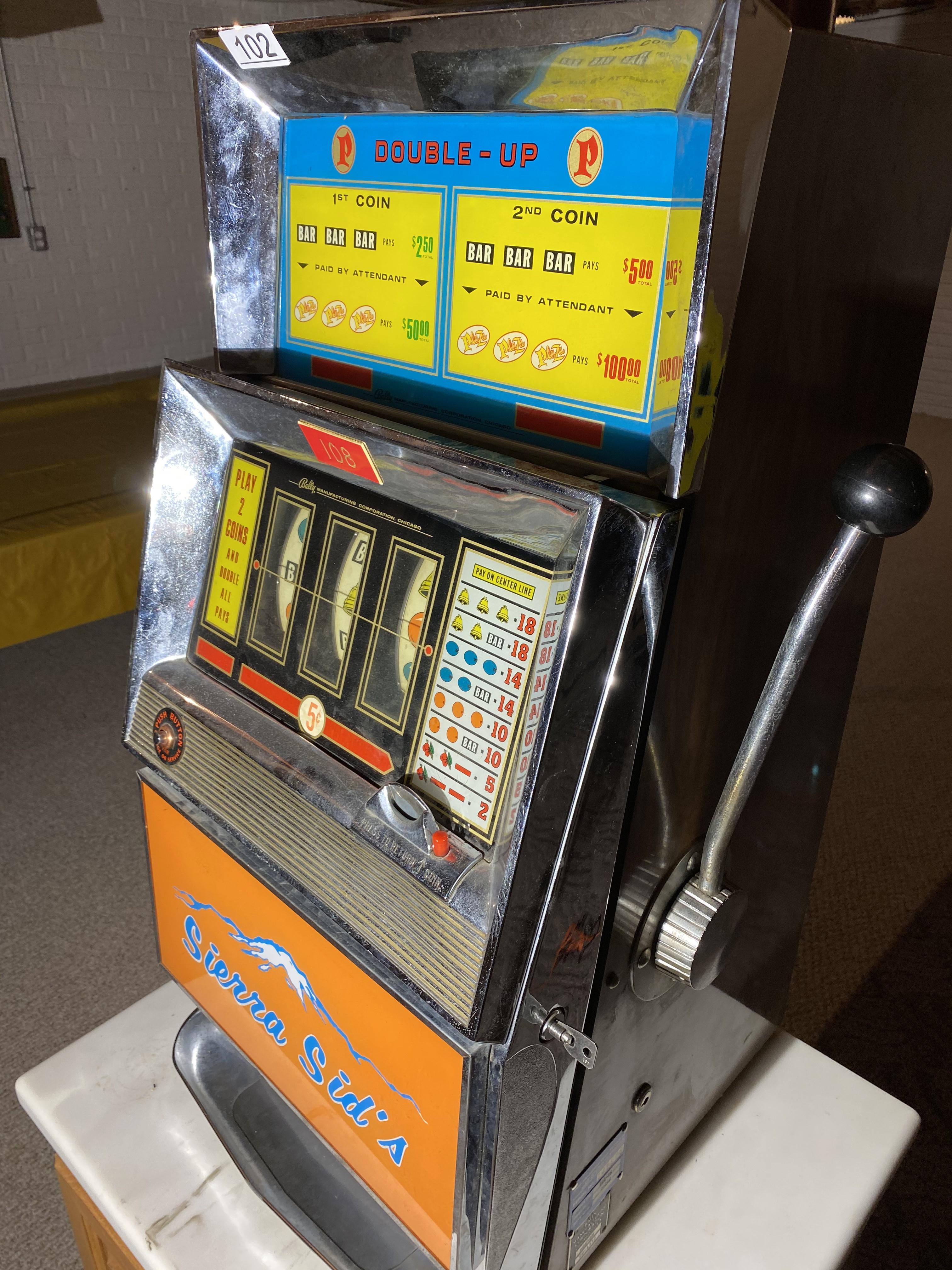 Vintage Bally's 5 cent slot Machine from Sierra Sid's