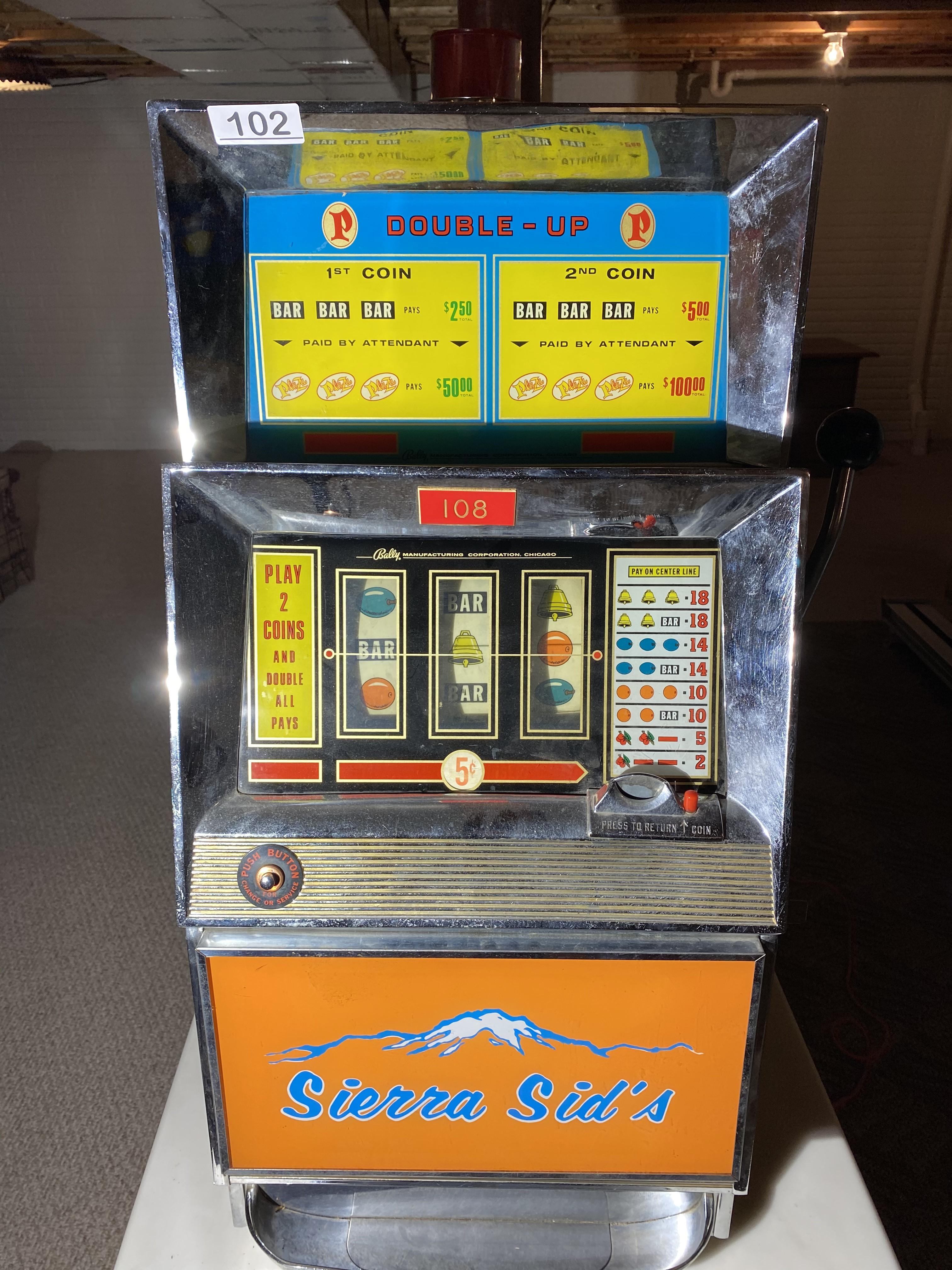 Vintage Bally's 5 cent slot Machine from Sierra Sid's