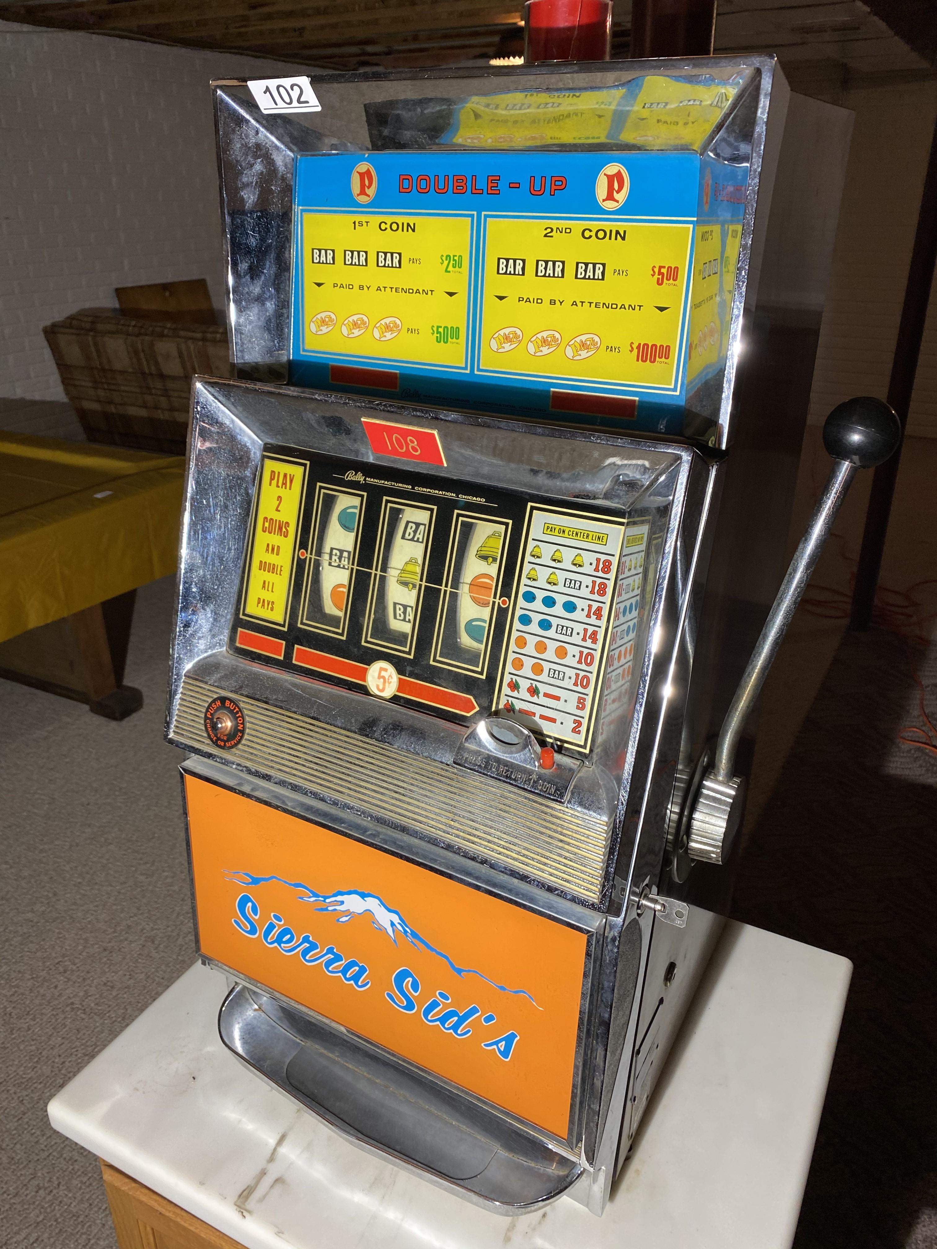 Vintage Bally's 5 cent slot Machine from Sierra Sid's