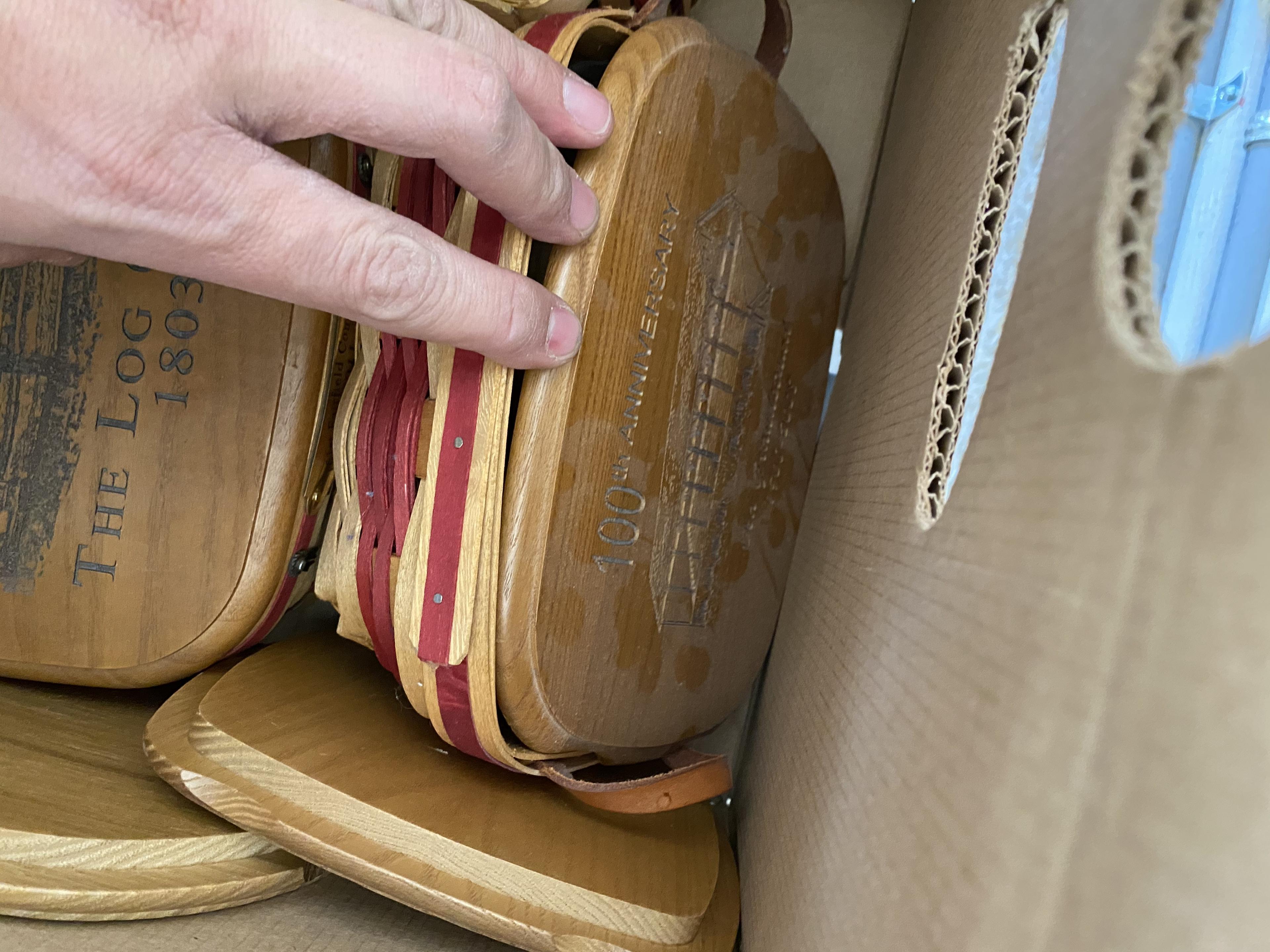 3 boxes of vintage baskets including Longaberger