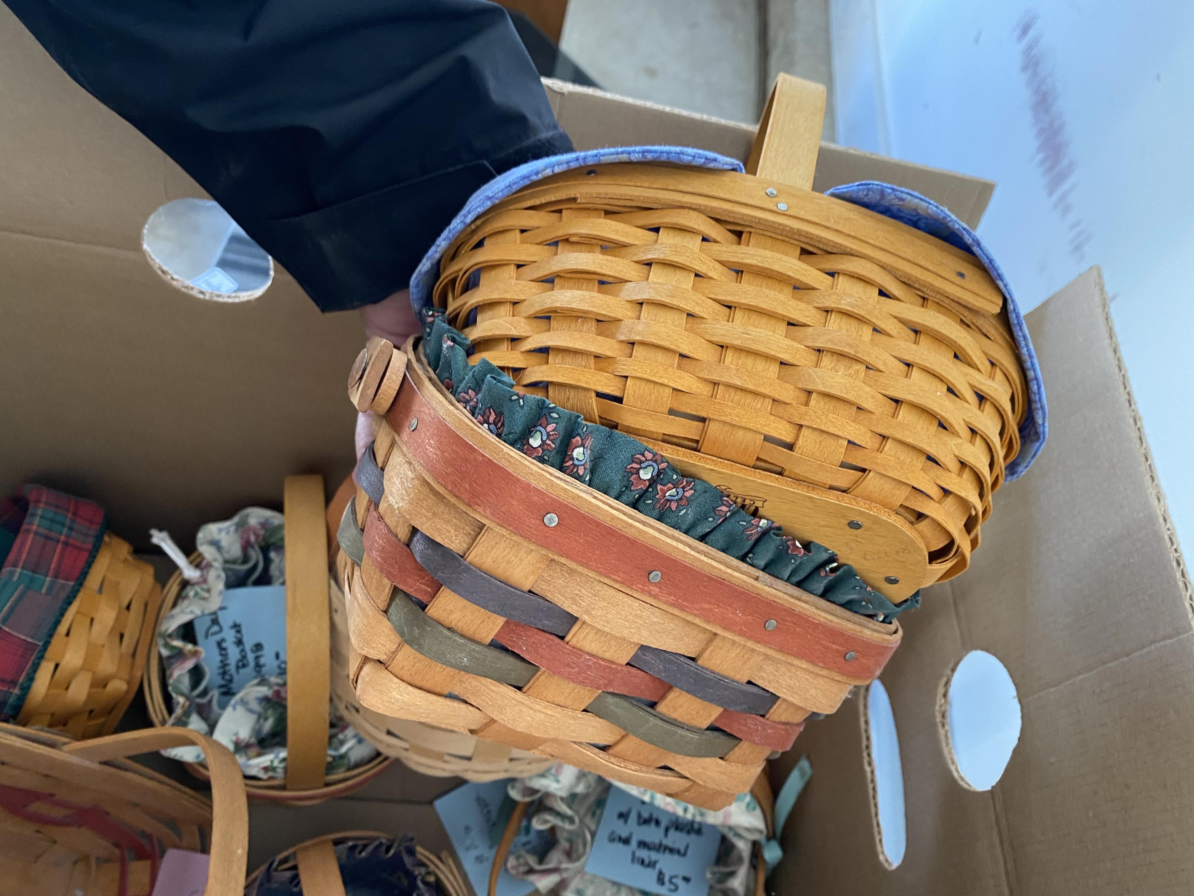 3 boxes of vintage baskets including Longaberger