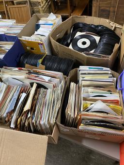 Very Large quantity of 45 records, LP's