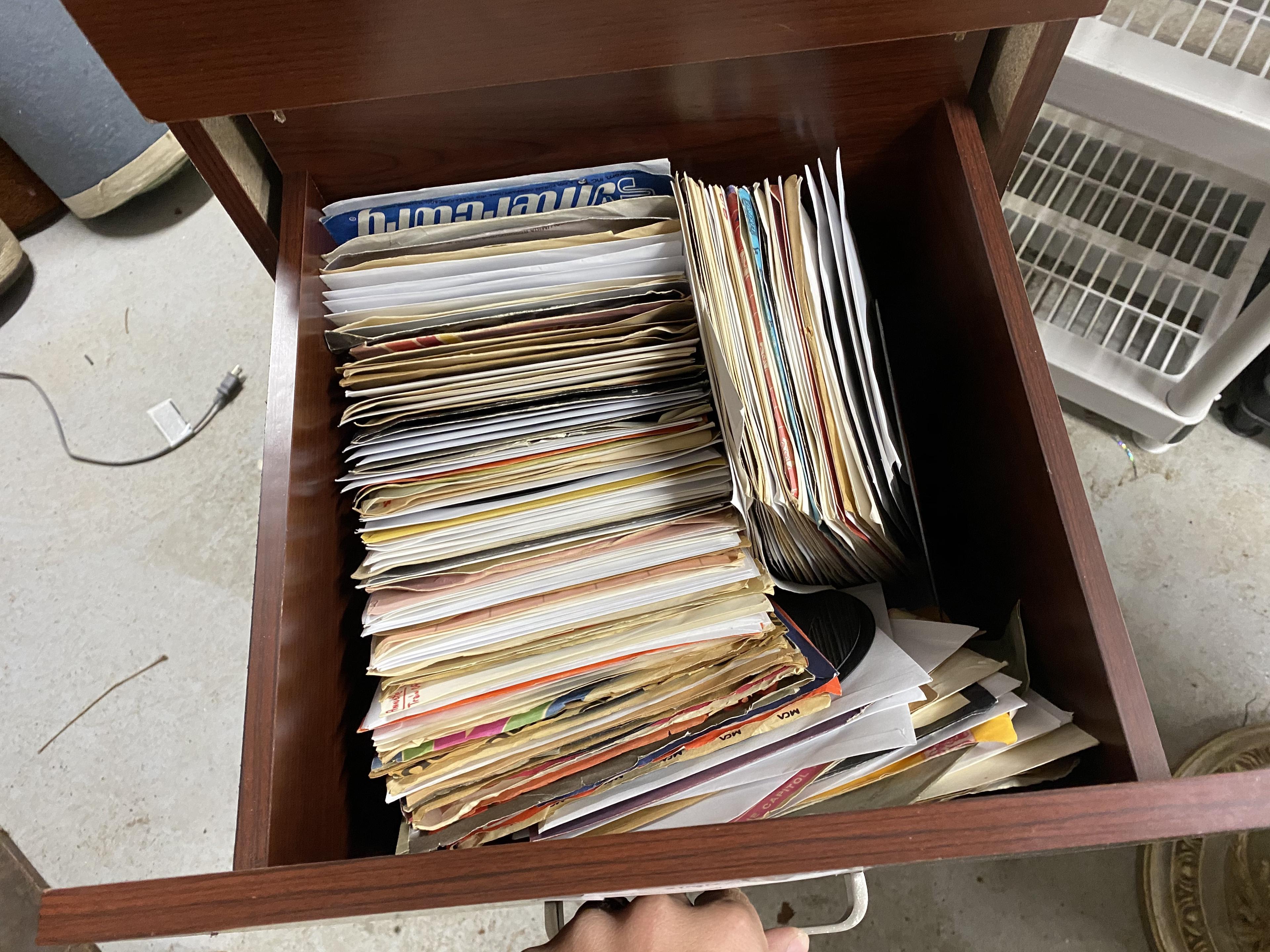 File cabinet full of 45 records