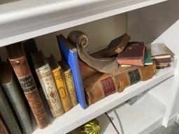 2 shelves and vintage and antique books