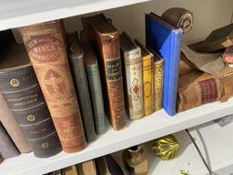 2 shelves and vintage and antique books