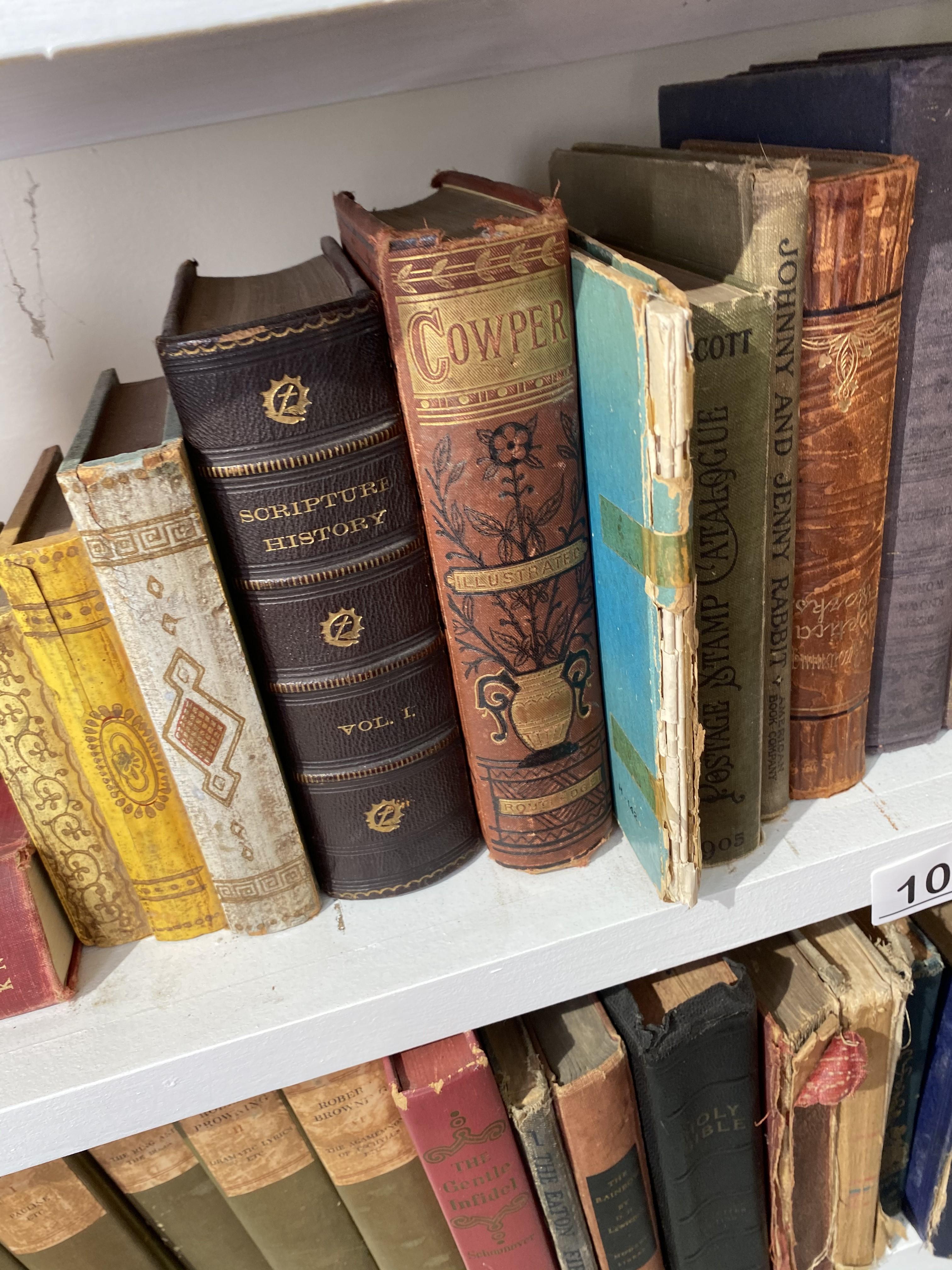 2 shelves and vintage and antique books